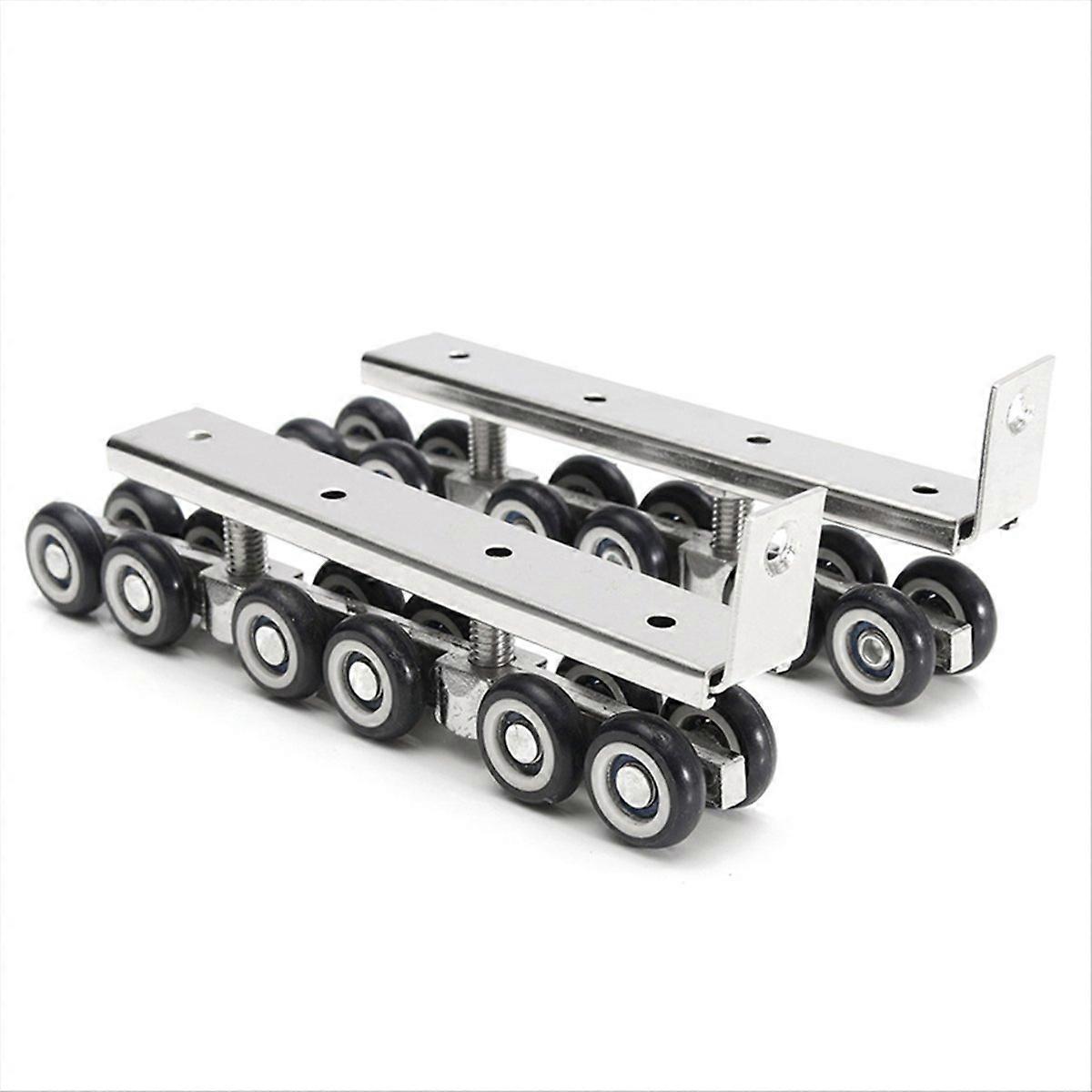 2pcs Door Wheels Roller 12 Wheels Hangers Roller Hardware Mute Kit