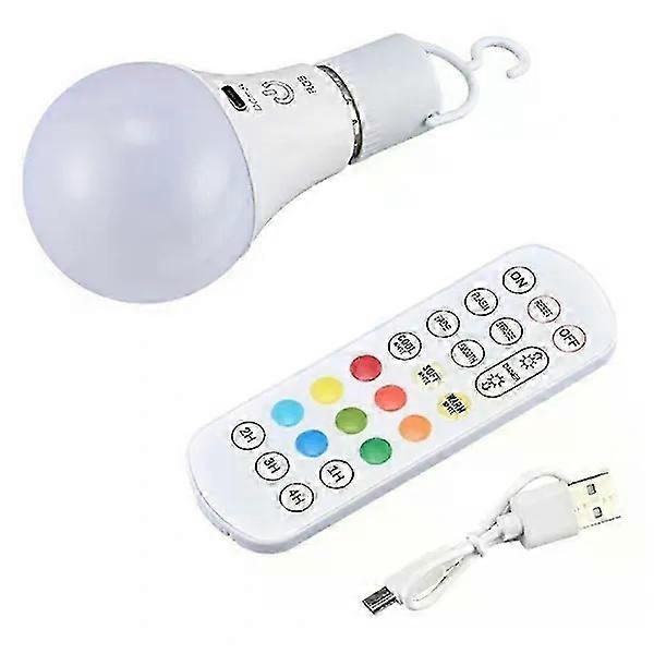 E27 RGB Rechargeable Lamp with Remote Control and Timer Dimmable Touch Control 2700