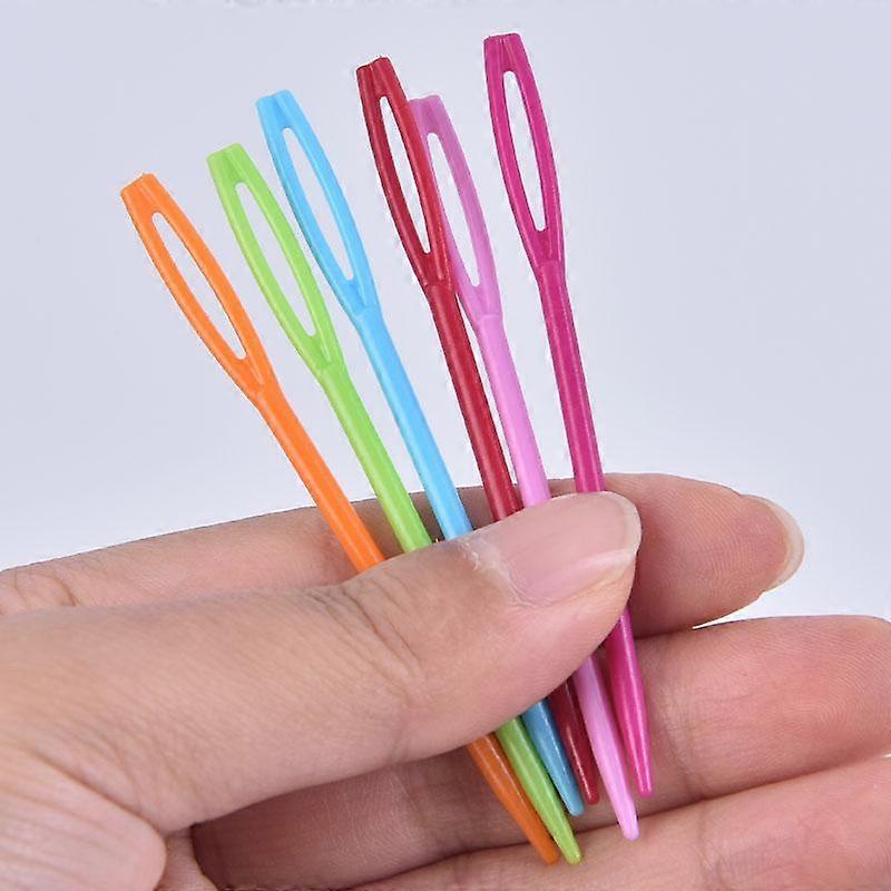 100 Pieces Plastic Darning Threading Weaving Sewing Needles For Kids Craft 7Cm