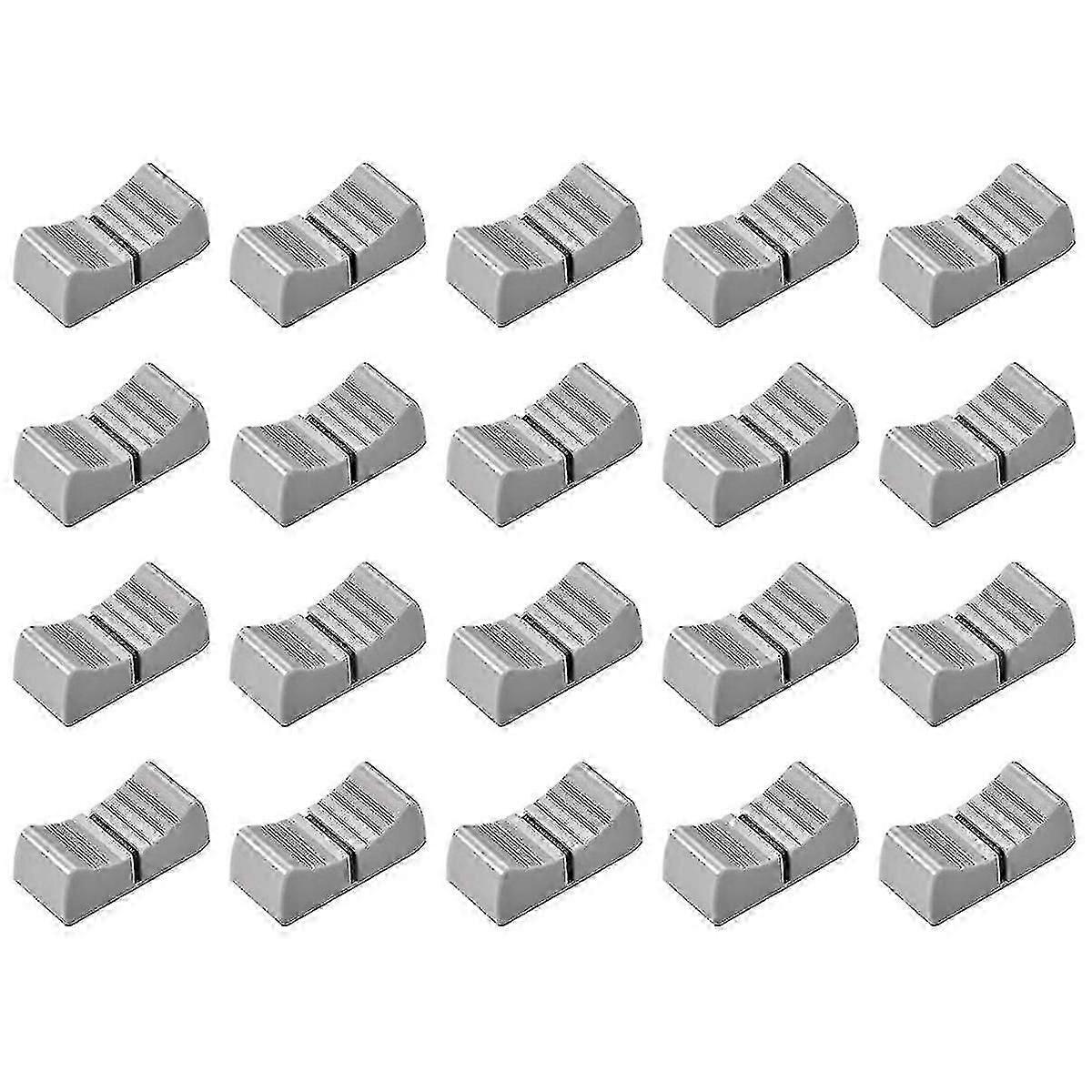 20pcs 24mm Slider Fader Knobs for Mixer Console, Potentiometer Replacement Gray with Black Markers