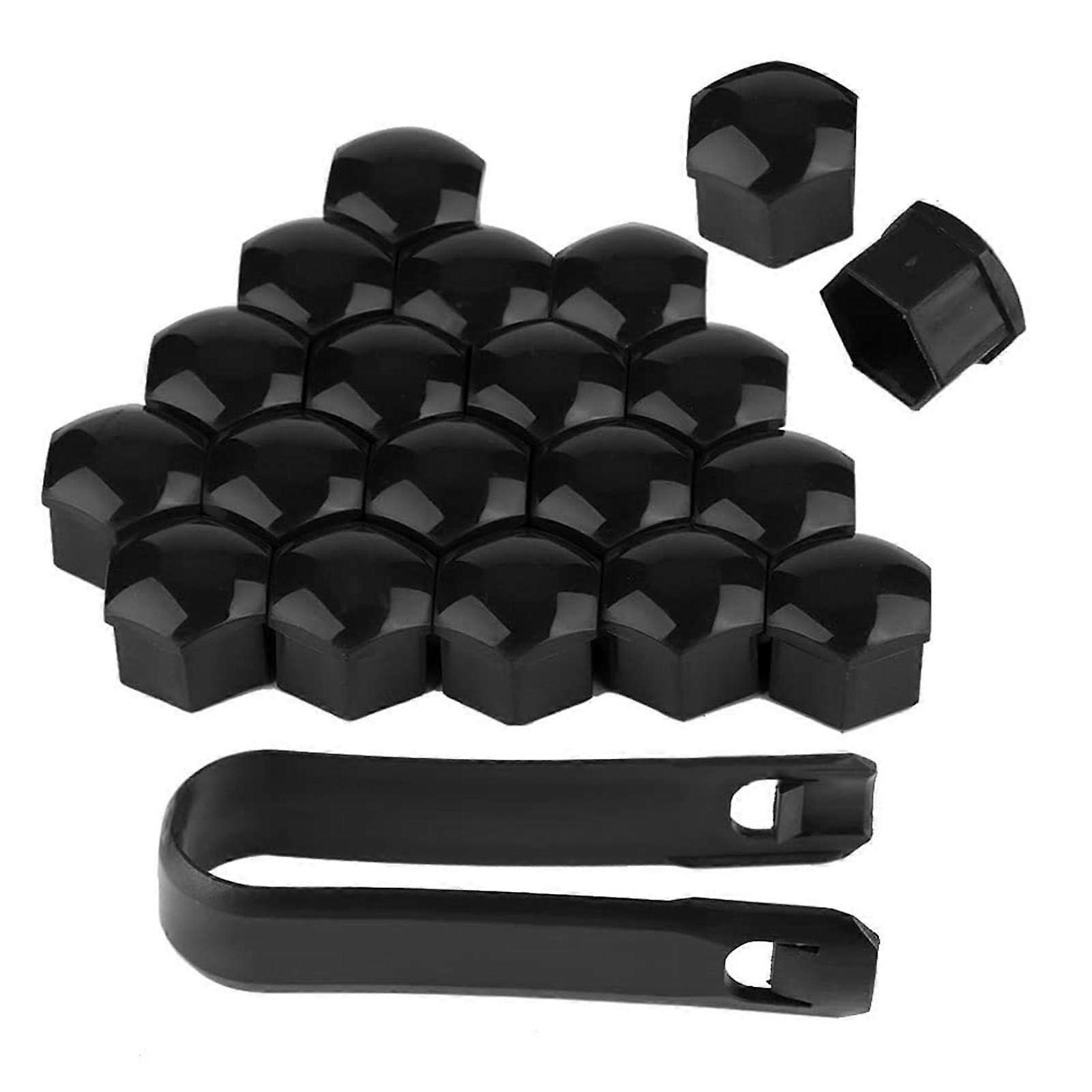 Wheel Nut Covers 20Pcs 17/19/21mm With Removal Tool AntiTheft Black Ref: 6401