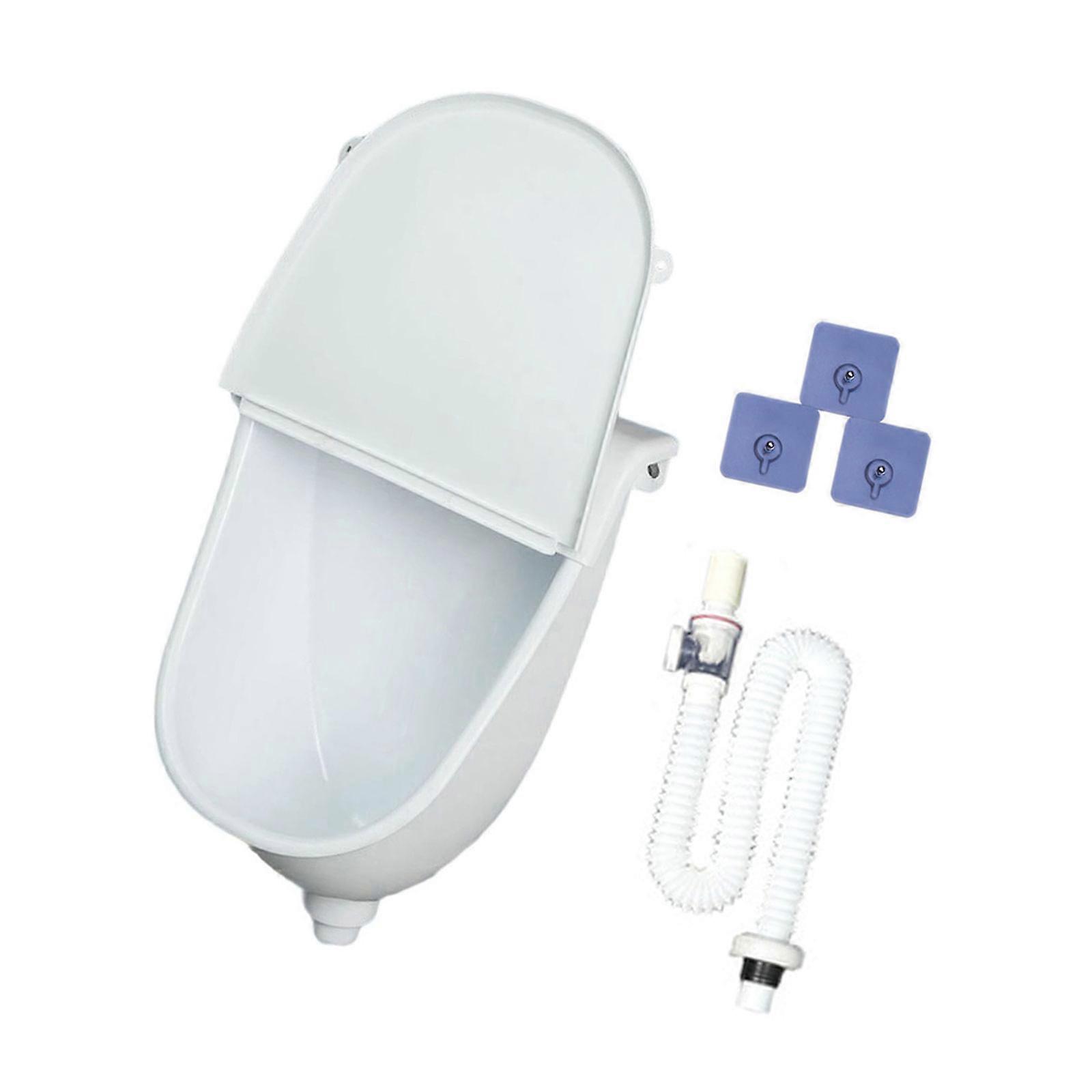 Quick Install Urinal With Odor Blocking Lid Compacts Wall Mounted Urinal With Lid for Residential And Public Bathrooms  White