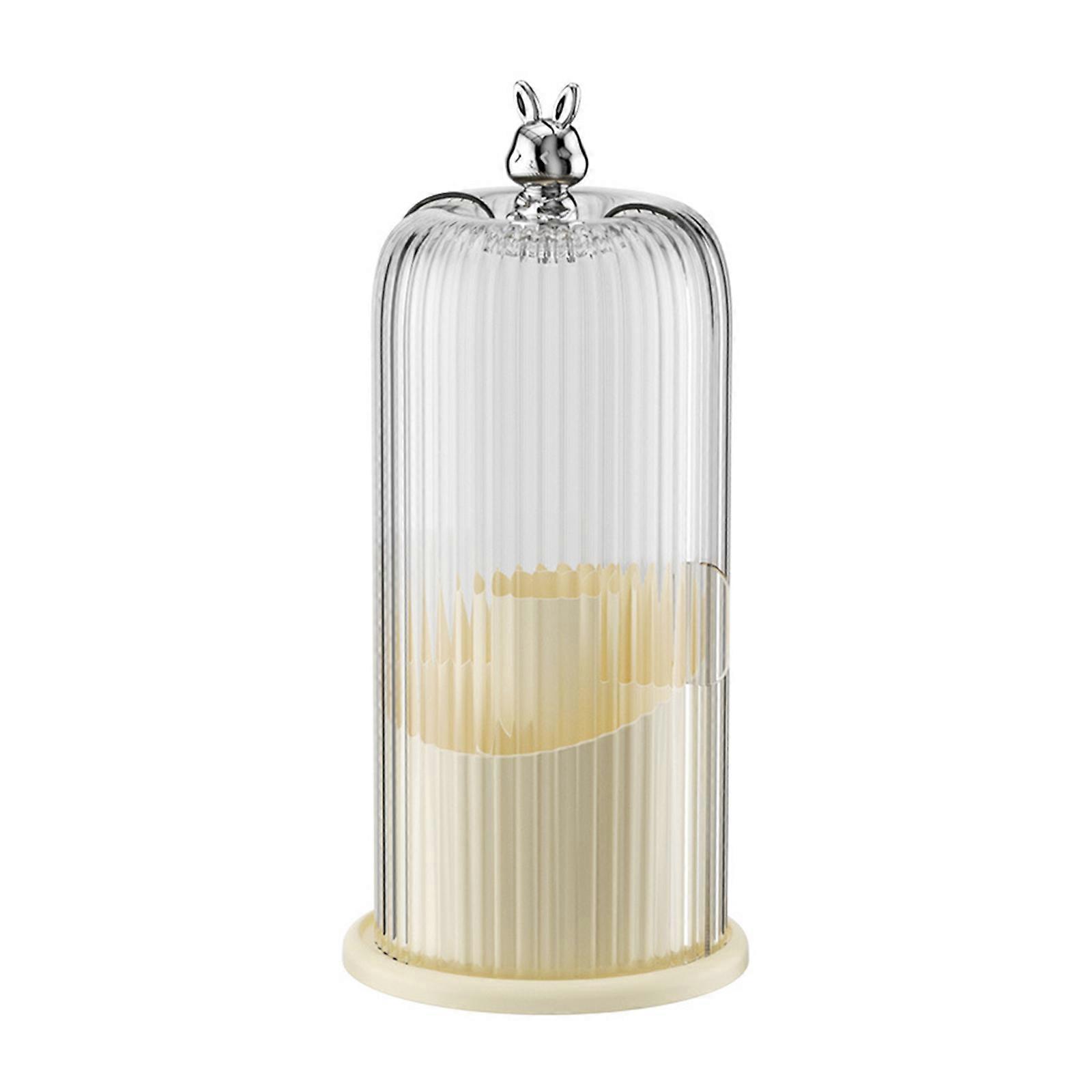 Compact Rotating Makeup Tool Storage Case With Clear Protective Lid And Space Saving Vertical Structure Brush Stand  Creamy yellow