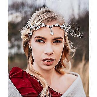 Rhinestone Leaf Bryllup Tiara Pannebånd For Bruder, Rose Gull Krone Pannebånd For Pageants Bryllup
