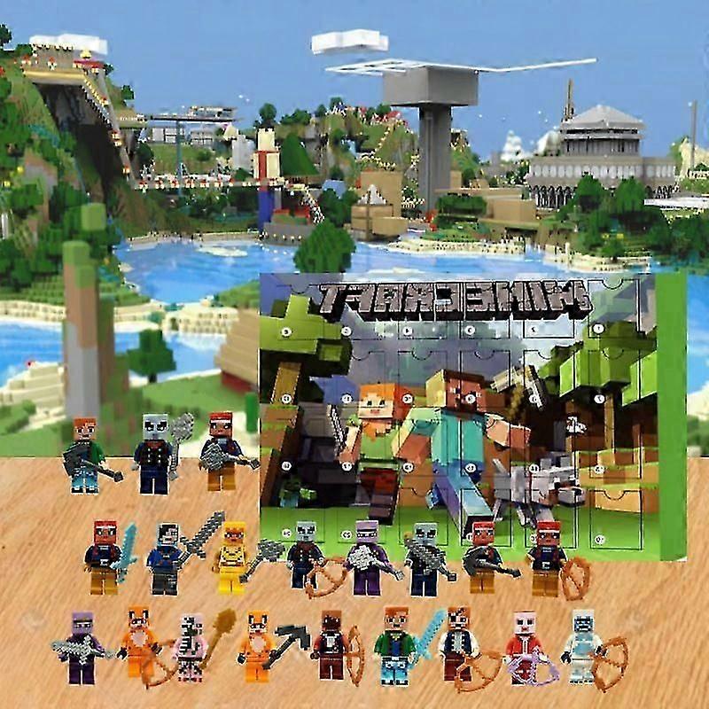 2025 Advent Calendar with 24 Minecraft Brick Surprise Boxes. Countdown Surprise Boxes for Christmas and Halloween.