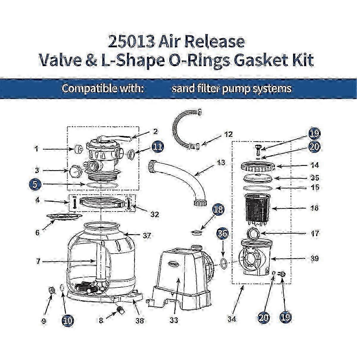Sand Filter Pump O-Ring Kit - Air Release Valve Seal Replacement for Pool Systems