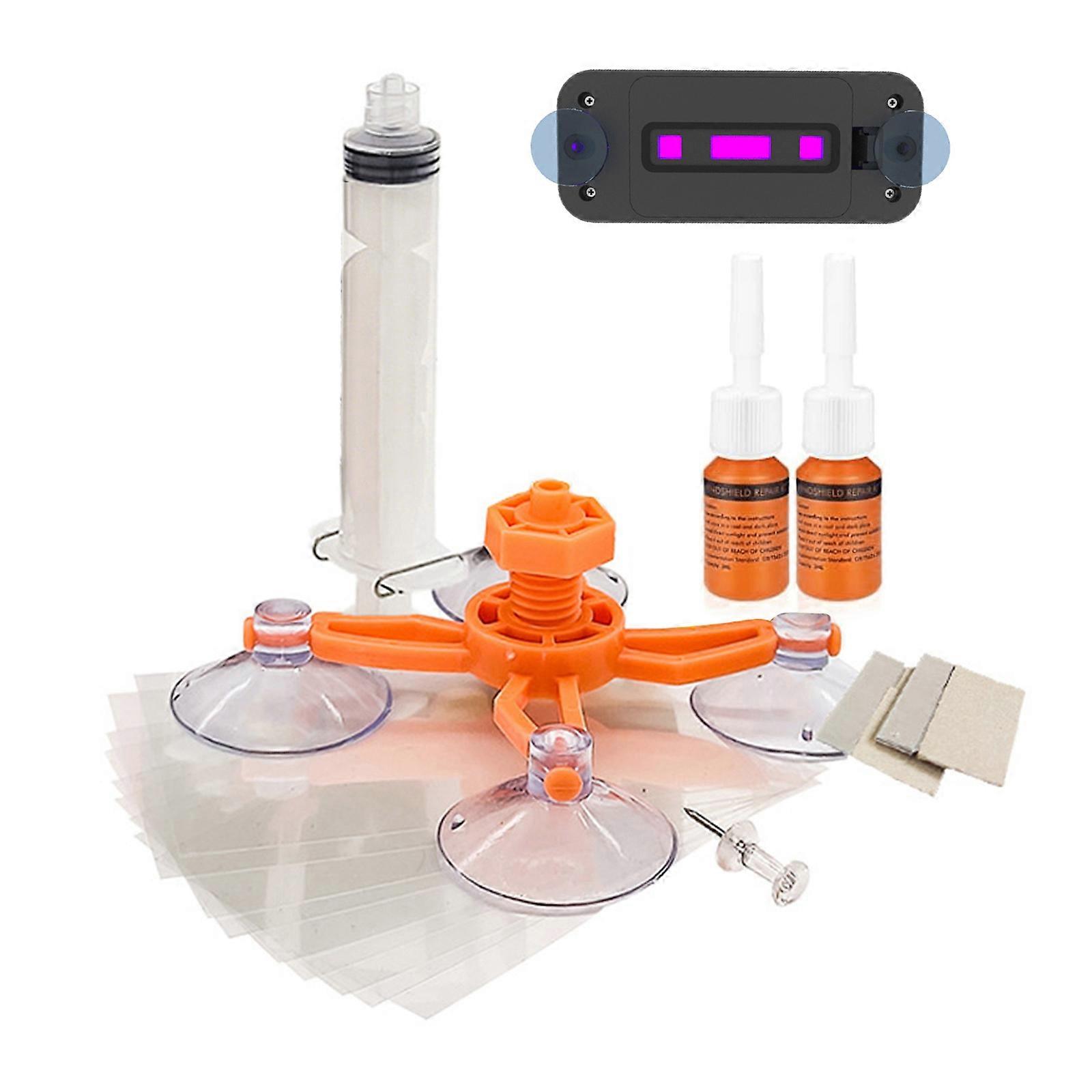 DIY Windshield Repair Kit With Fast Drying Device for Car Owners to Easily Fix Chips & Small Cracks Long Lasting Result Multicolor