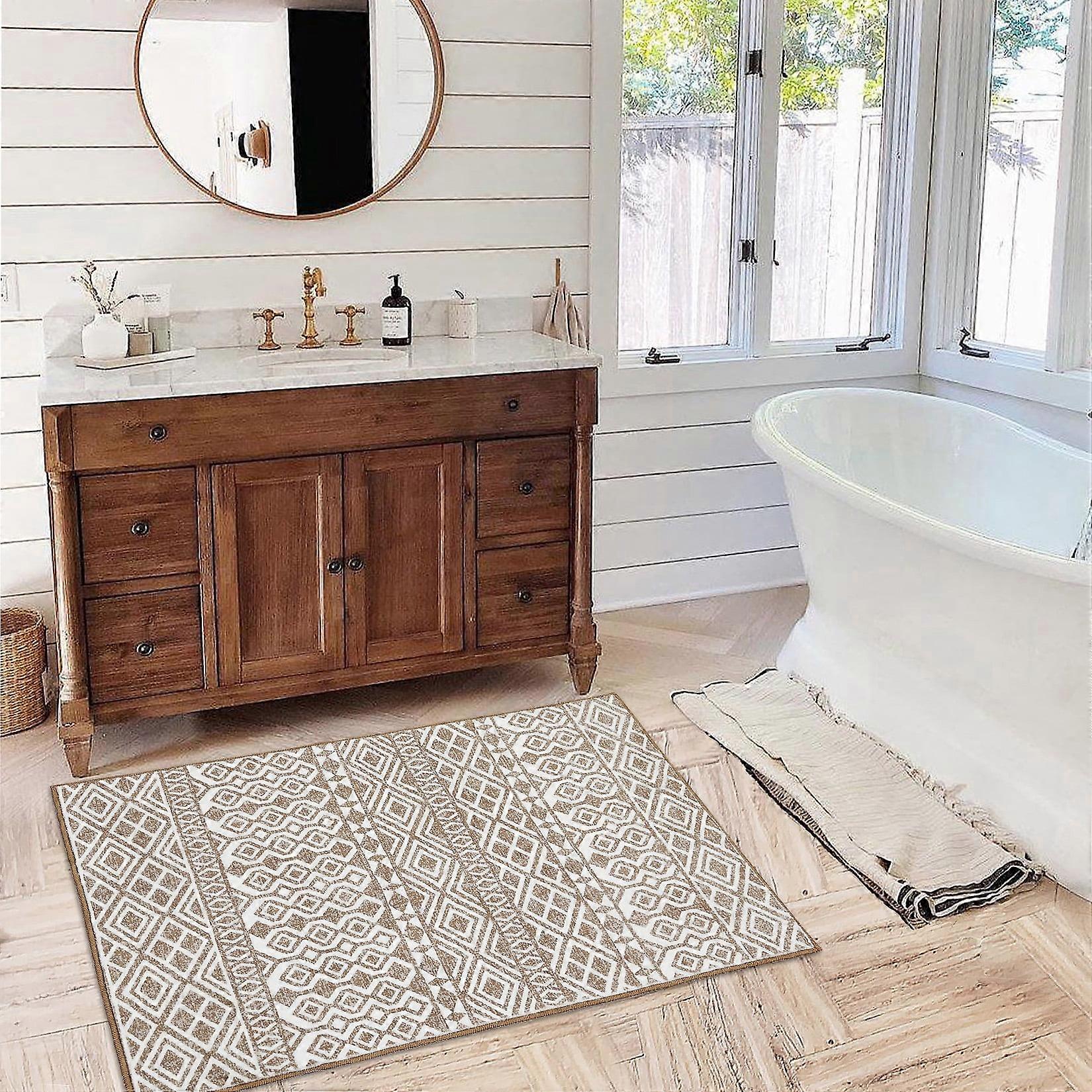 Haperlare Haperlare Rug Boho Washable Rug Moroccan Living Room Rug Non-Slip Non-Shedding Print Floor Carpet Soft Abstract Carpet,, 2' x 3' Pale Brown