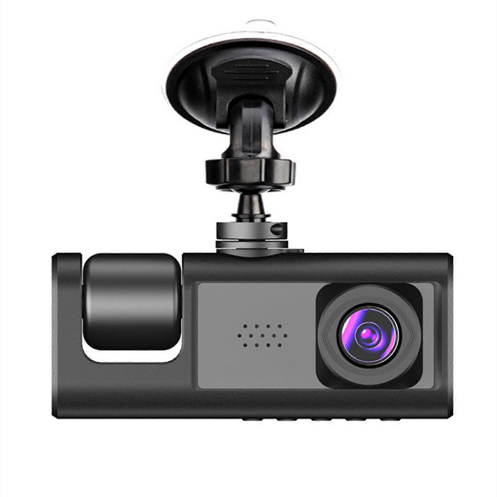 Triple Lens Car Dashboard Camera Front Cabin Rear View Recorder Easy Installation 3 Channel Car DVR 1080P Dashboard Camera Upgrades Multicolor