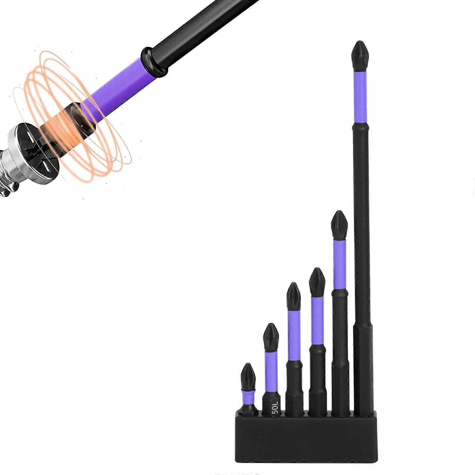 6Pcs Magnetic Screwdriver Bit PH2 25/50/65/70/90/150mm Batch Head Electrician Power Tool High Hardness Screw Driver Bit Multicolor