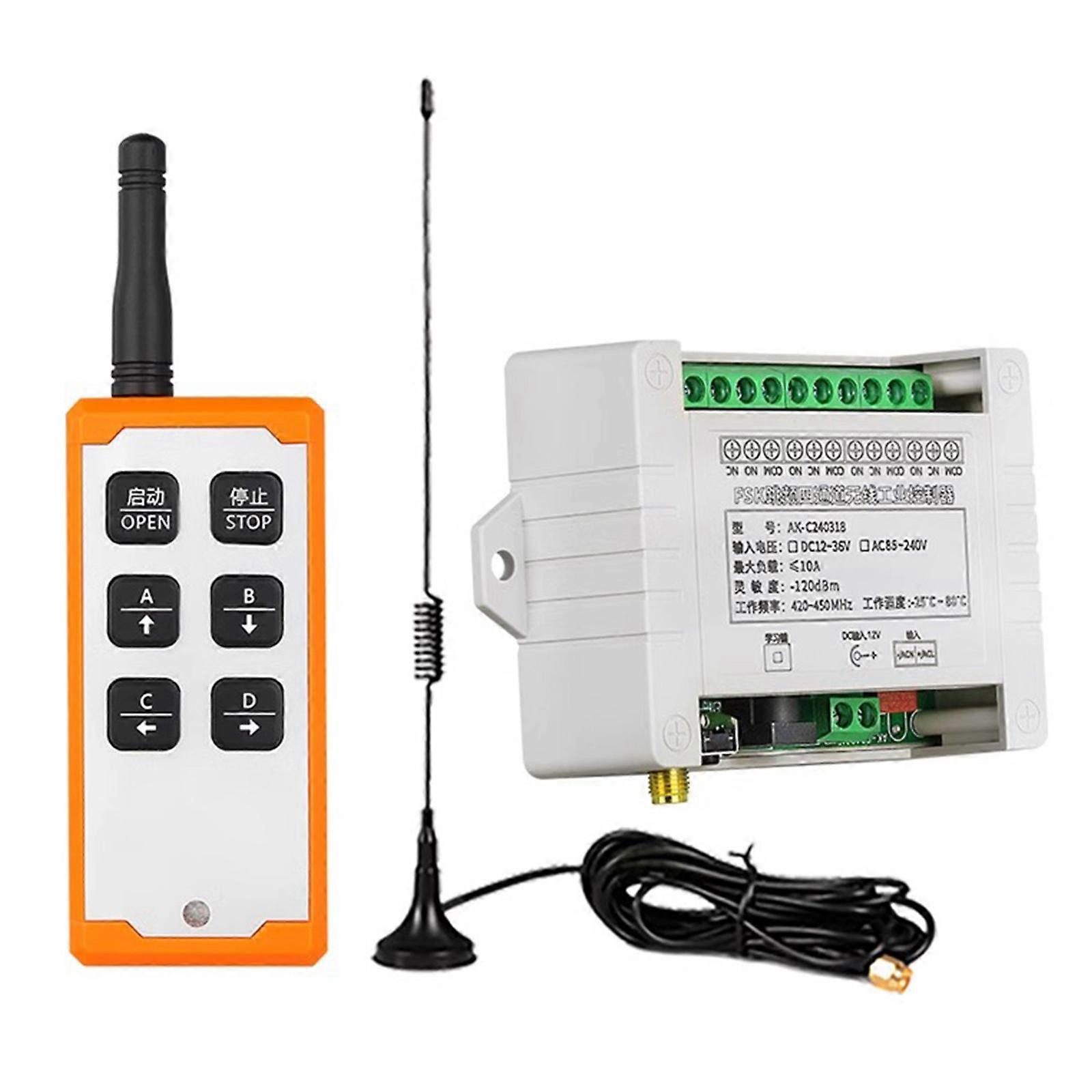 Industrial 4 Way Wireless Controller with FSK Frequency Hopping Technology Relays  yellow