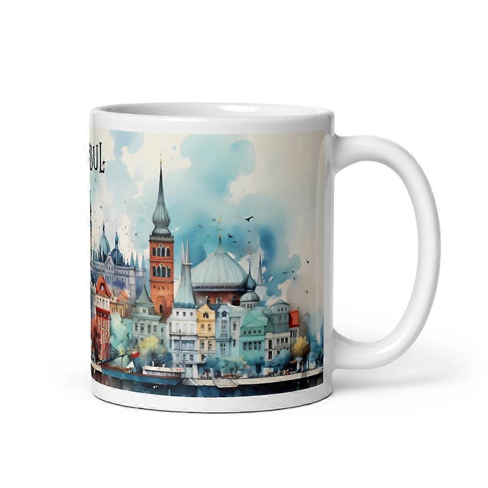 Istanbul Cityscape Watercolor Ceramic Mug - 11oz