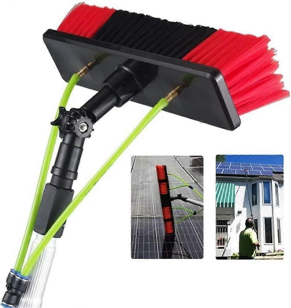Window Cleaning Pole Kit with Hose Fed Brush for Solar Panels and Glass, 8m Extendable