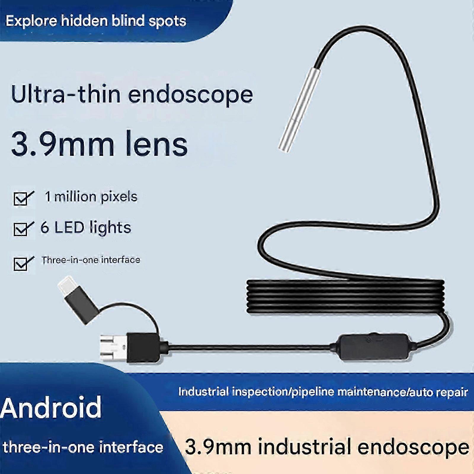 3.9mm Ultra Thin Lens USB Endoscope Borescope Inspection HD Camera For Androidcr