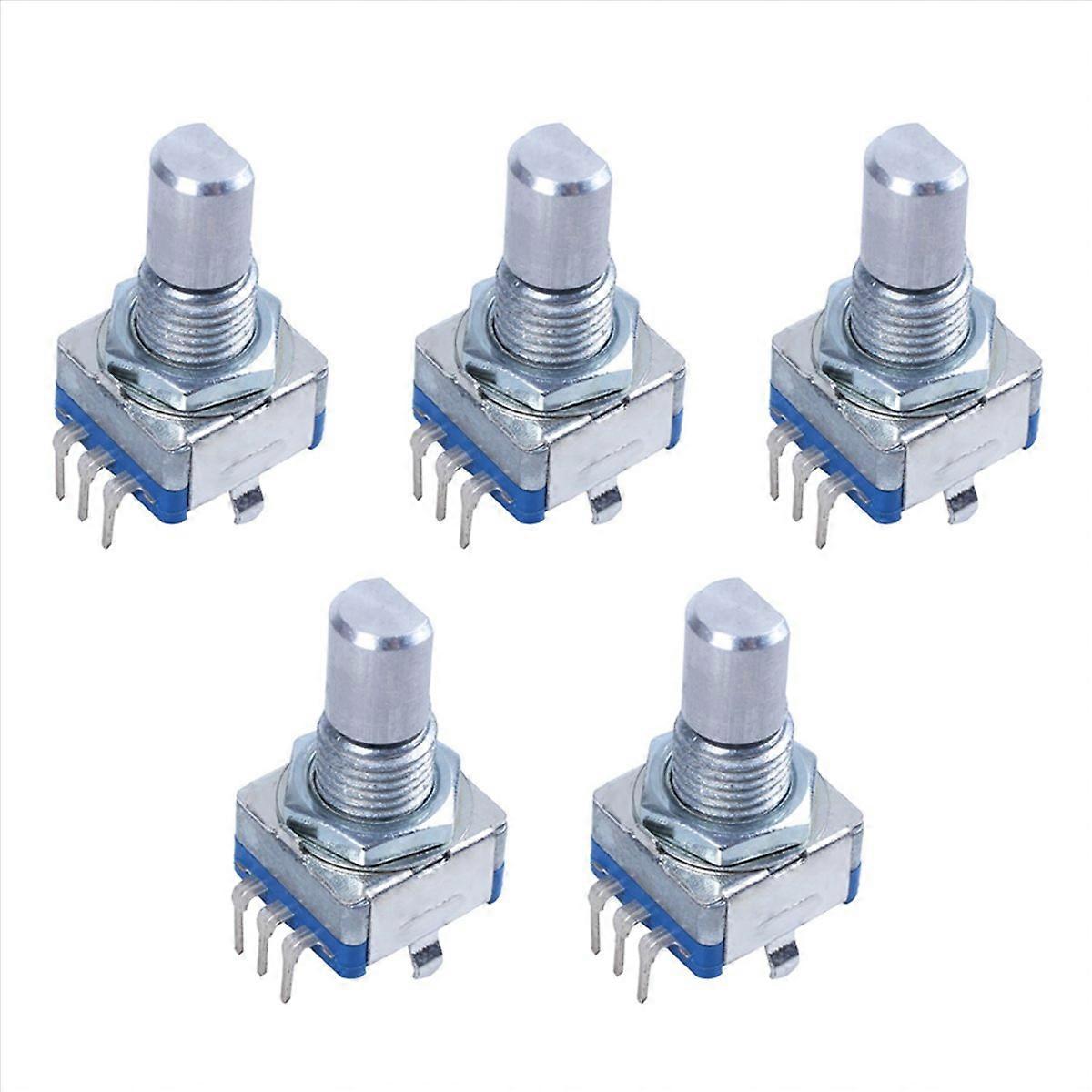 5X 20-Point Shaft Detents Encoder and 360 Degree Rotary with Push Button Blue + Silver