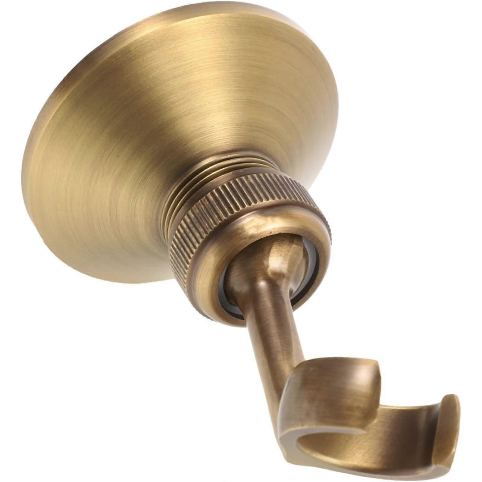 Adjustable Wall Mounted Shower Head Holder Antique Brass Finish Copper Bracket 2.75in Base