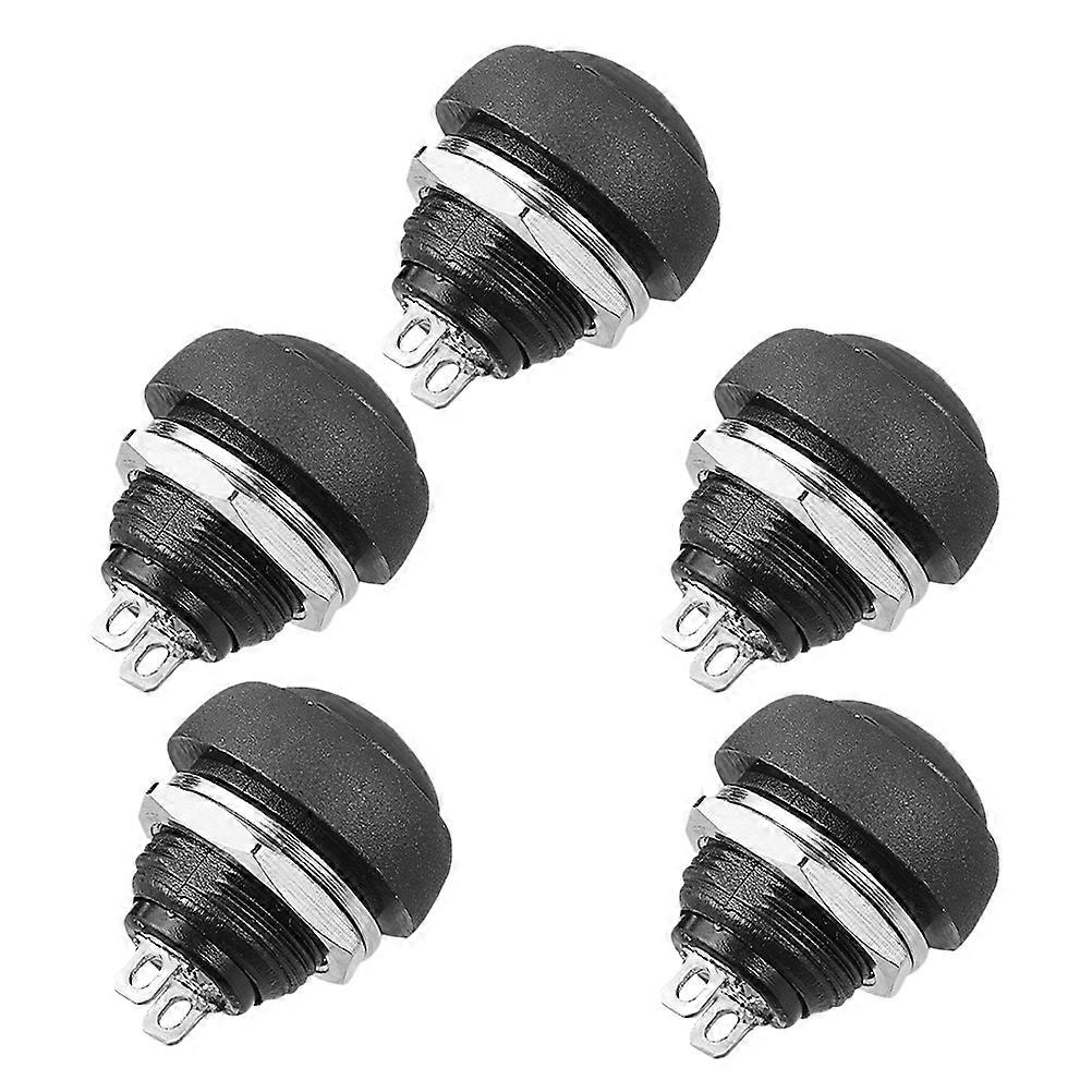 Push Button Latching Switch Latching Push Button Switch for Diy Enthusiasts Indoor Black Plastic Metal 5Pcs