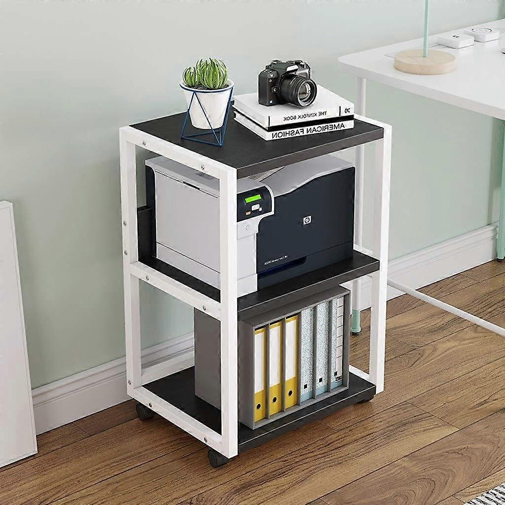 Printer Stand with 3Tier Storage Shelves and Rolling Wheels for Home Office Copier or Shredder