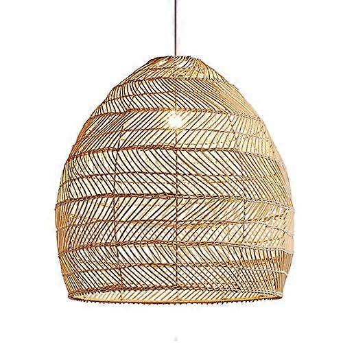 Handcrafted Bamboo Pendant Light 18 Inch with Warm Patterned Lighting for Dining Room or Kitchen