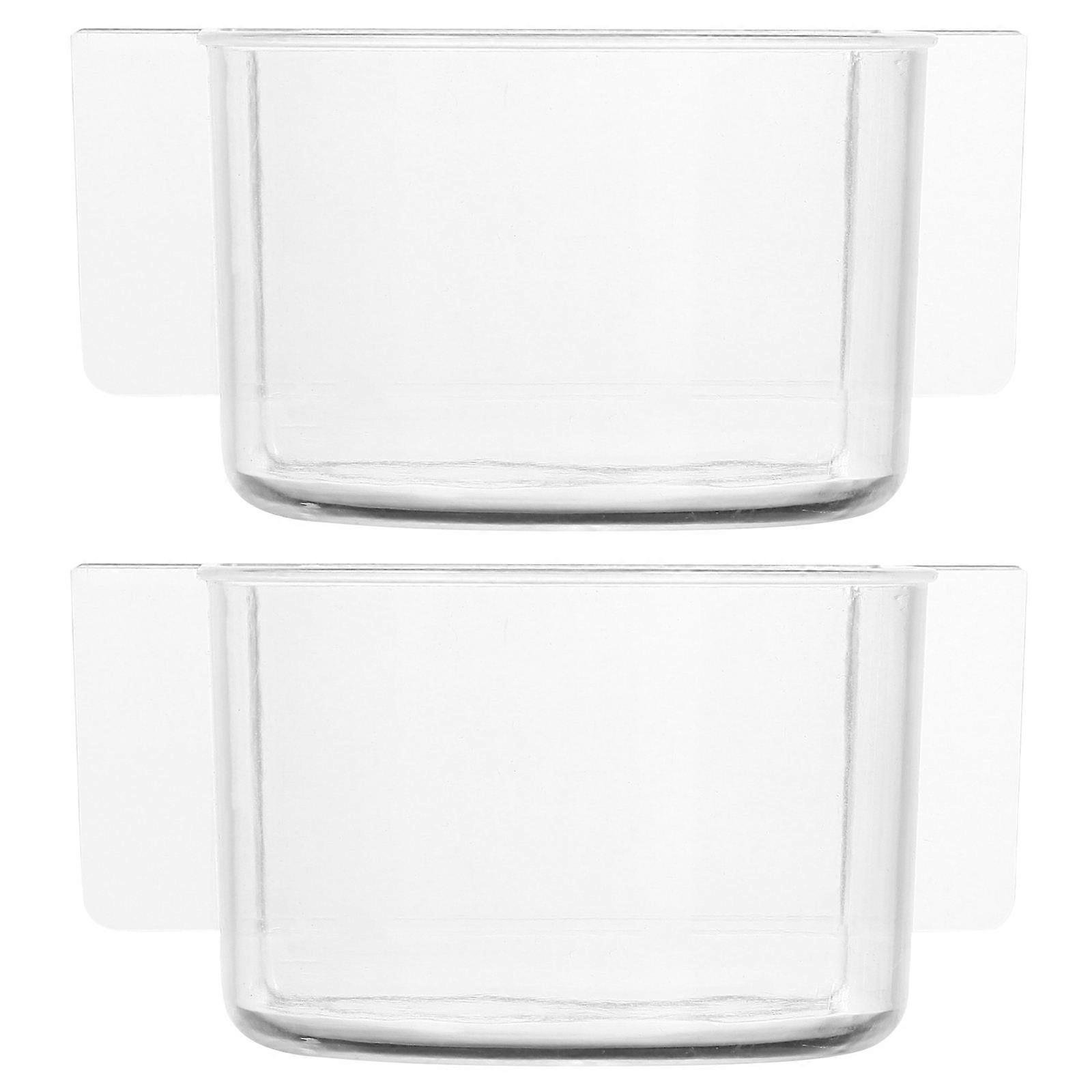 2PCS Bird Food Trough Bird Feeder caixa grossa de comida de pássaro semicírculo (transparente)