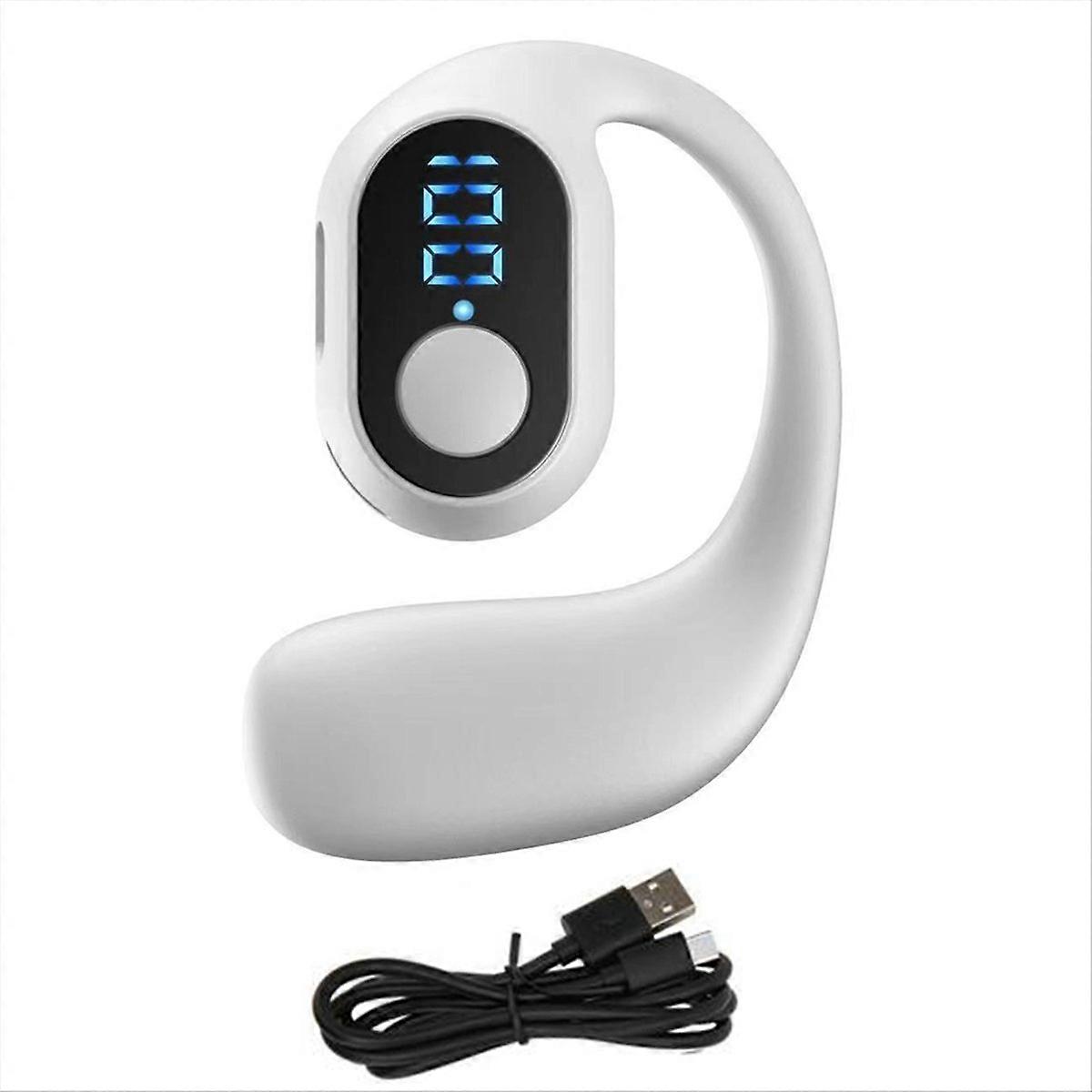 Digital display Single Ear Hanging Ear Bluetooth Headset White