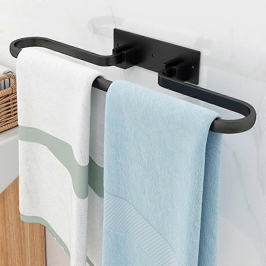 Foldable Bathroom Towel Rack Black 60cm Space Aluminum Wall Mounted Bar RustResistant