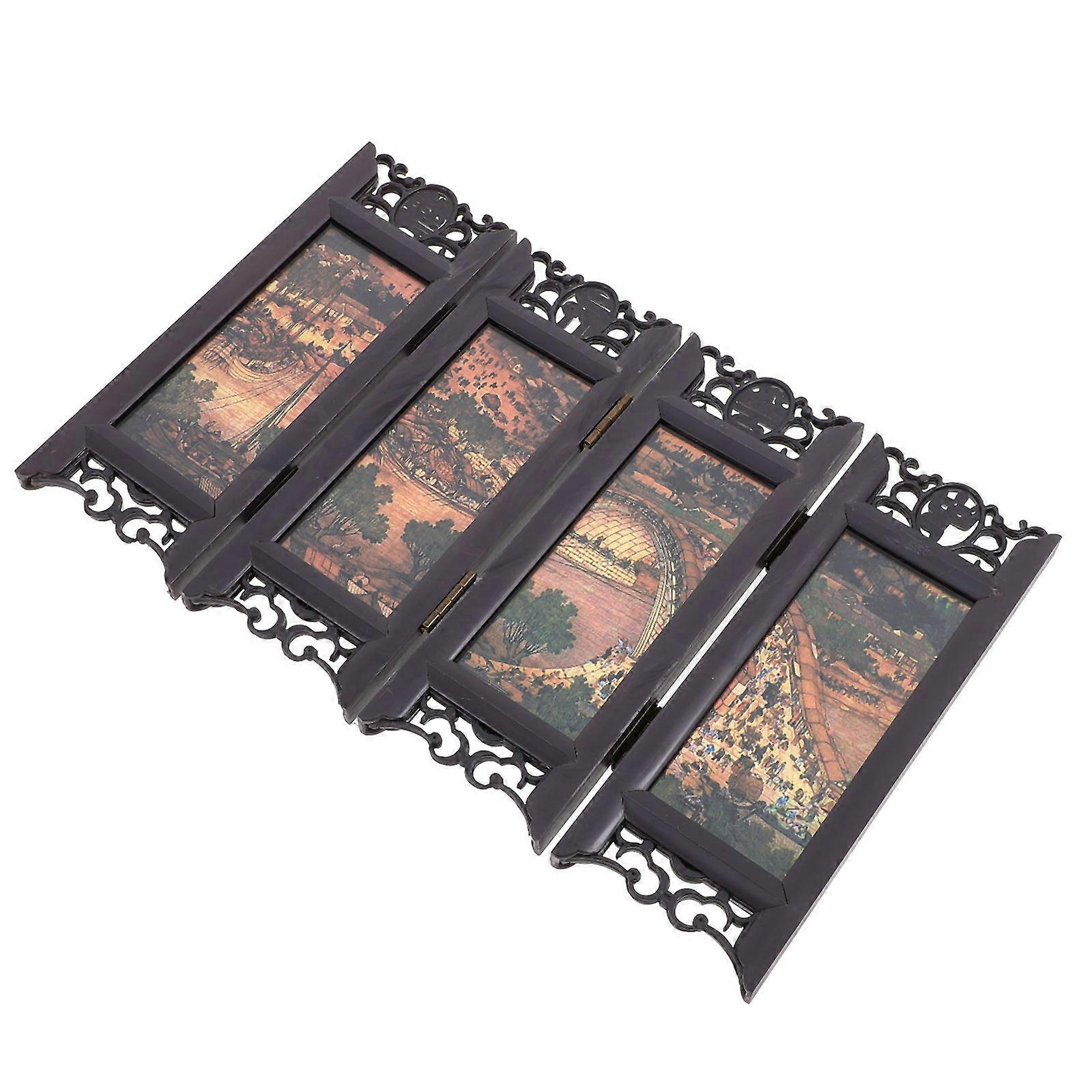 Chinese Style Folding Screen Divider Small Decorative Screen for Home