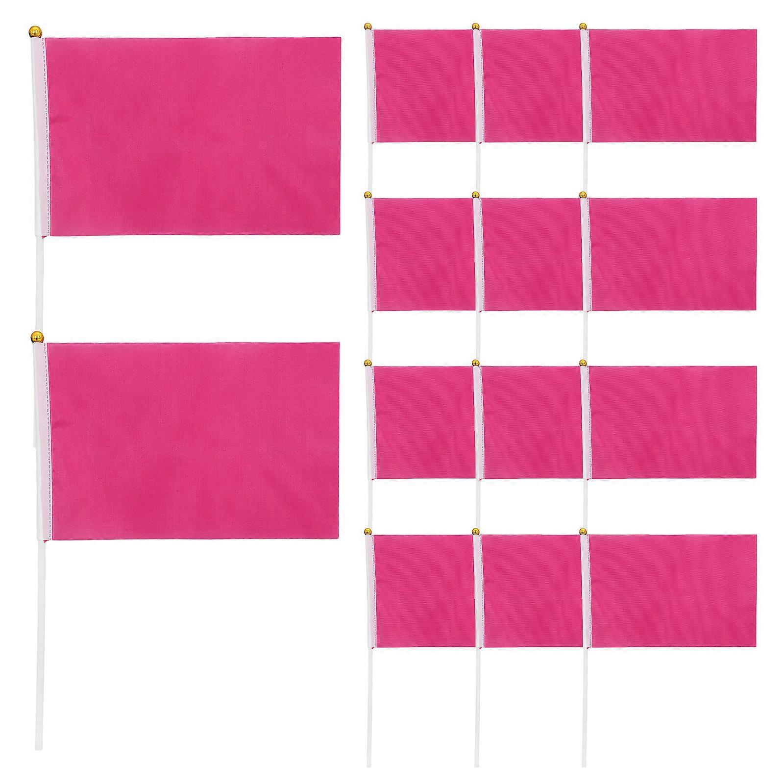 Small Flags Handheld Cloth Flags for Waving Decoration 100Pcs Pink