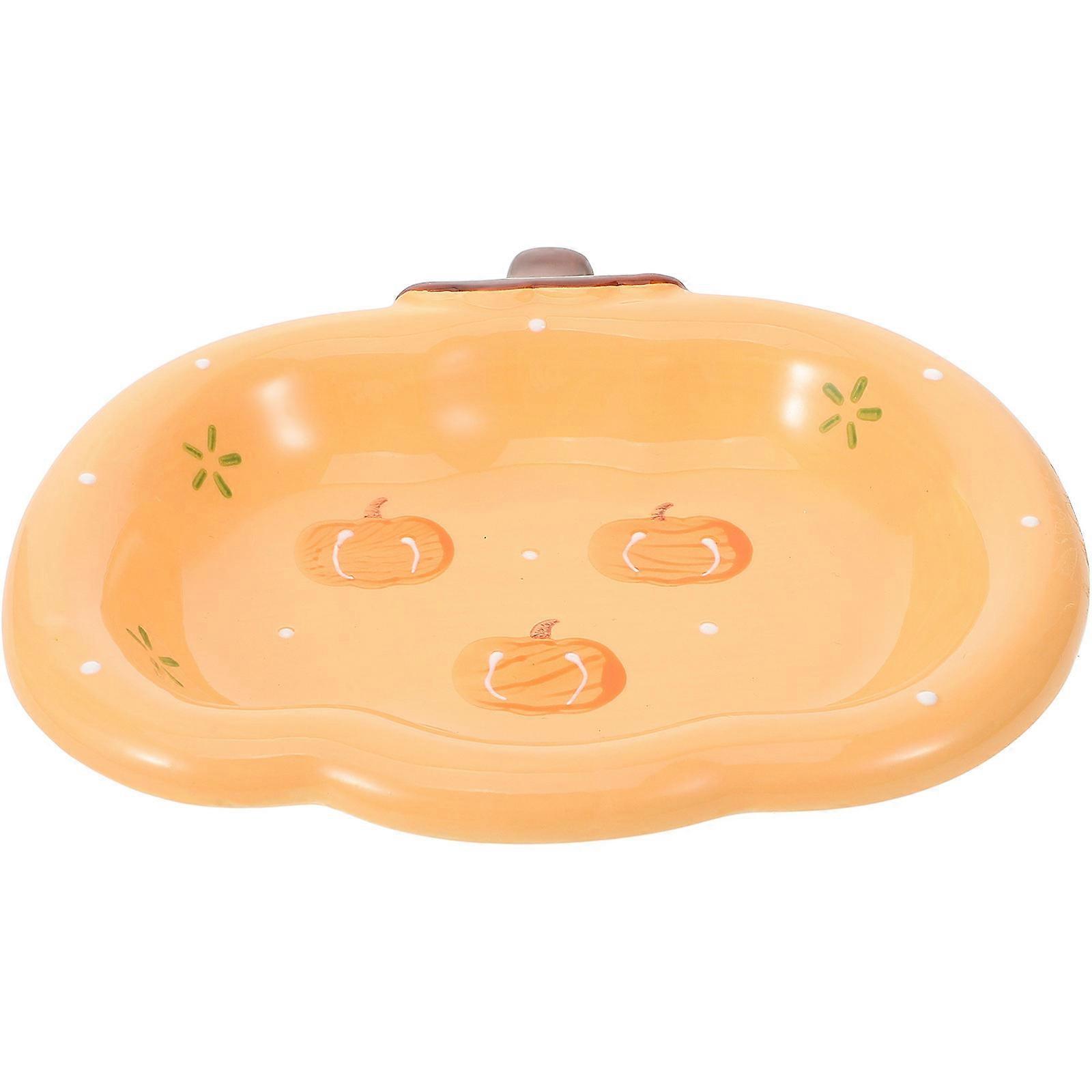 Pumpkin Shaped Ceramic Serving Plate for Storage Use Orange