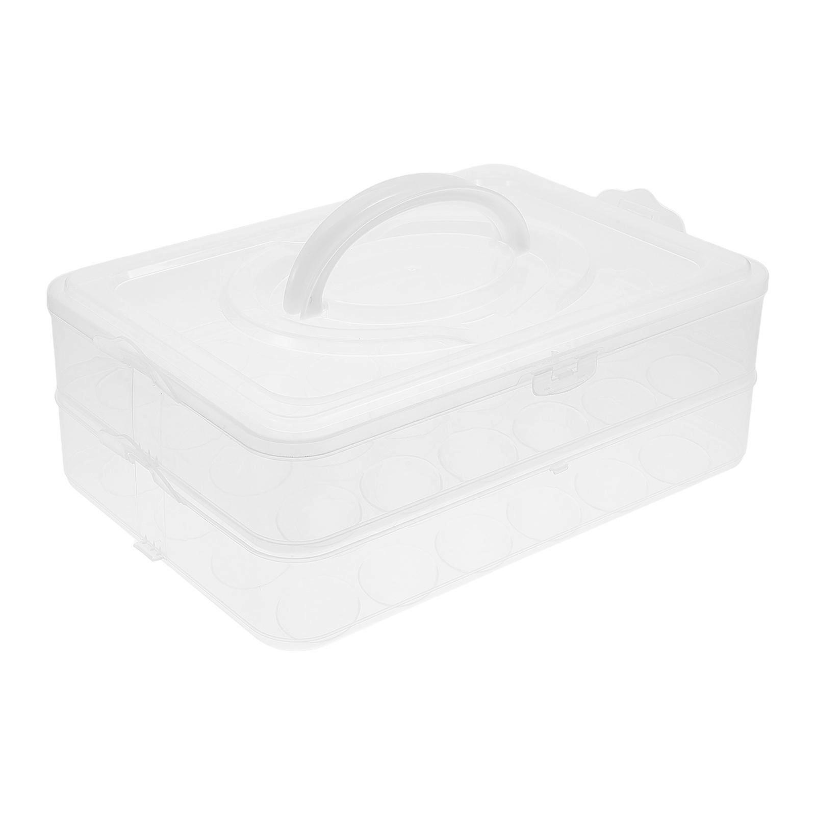 Transparent Egg Tray for Kitchen Portable 2 Layer with Lid 48 Eggs