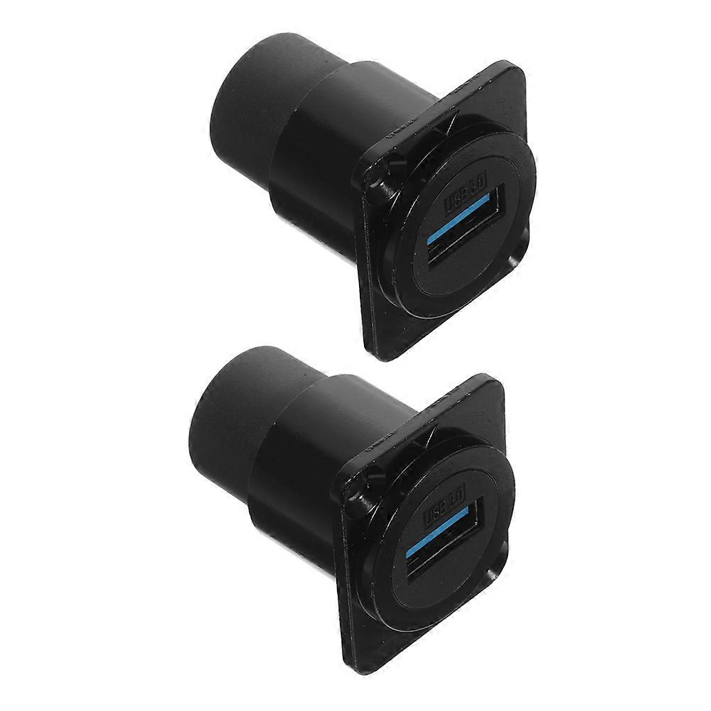 Industrial USB Bulkhead Socket Panel Mount Connector for Data Transfer 2Pcs