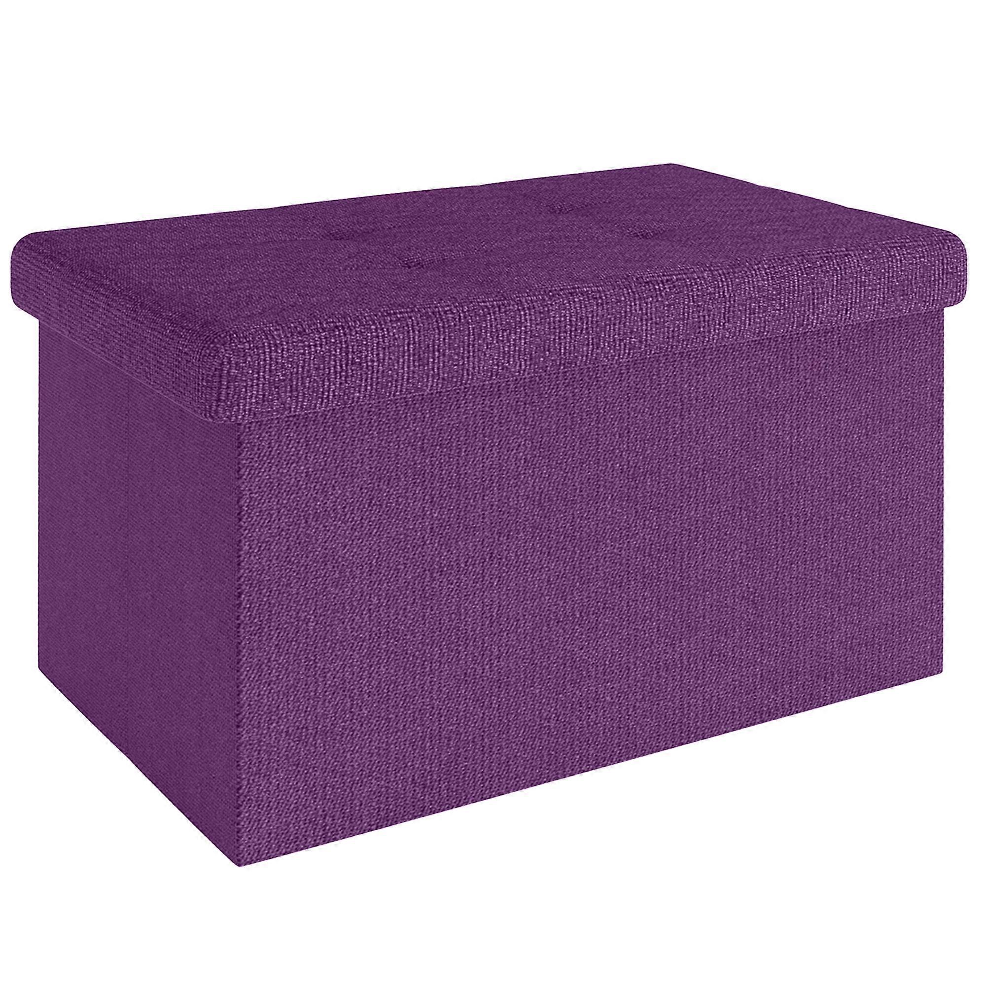 Foldable bench seat 49x30x30 cm - Seat cube with storage space and lid made of fabric with recesses - Seat cube footrest Storage box Chest Stool