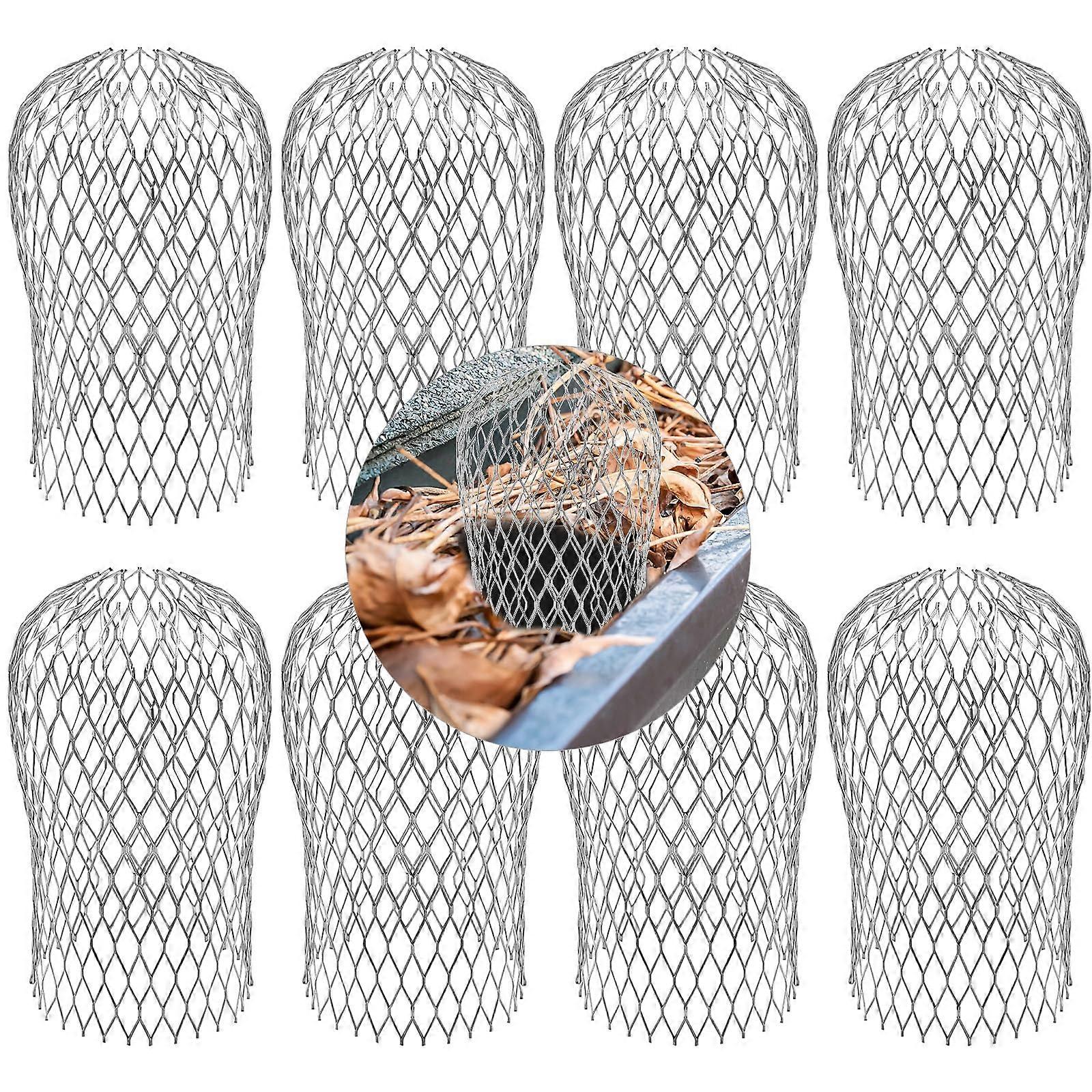 8 Pcs Aluminum Gutter Guard Screens Downspout Strainer Prevent Blockage Leaves Debris Tool Installation