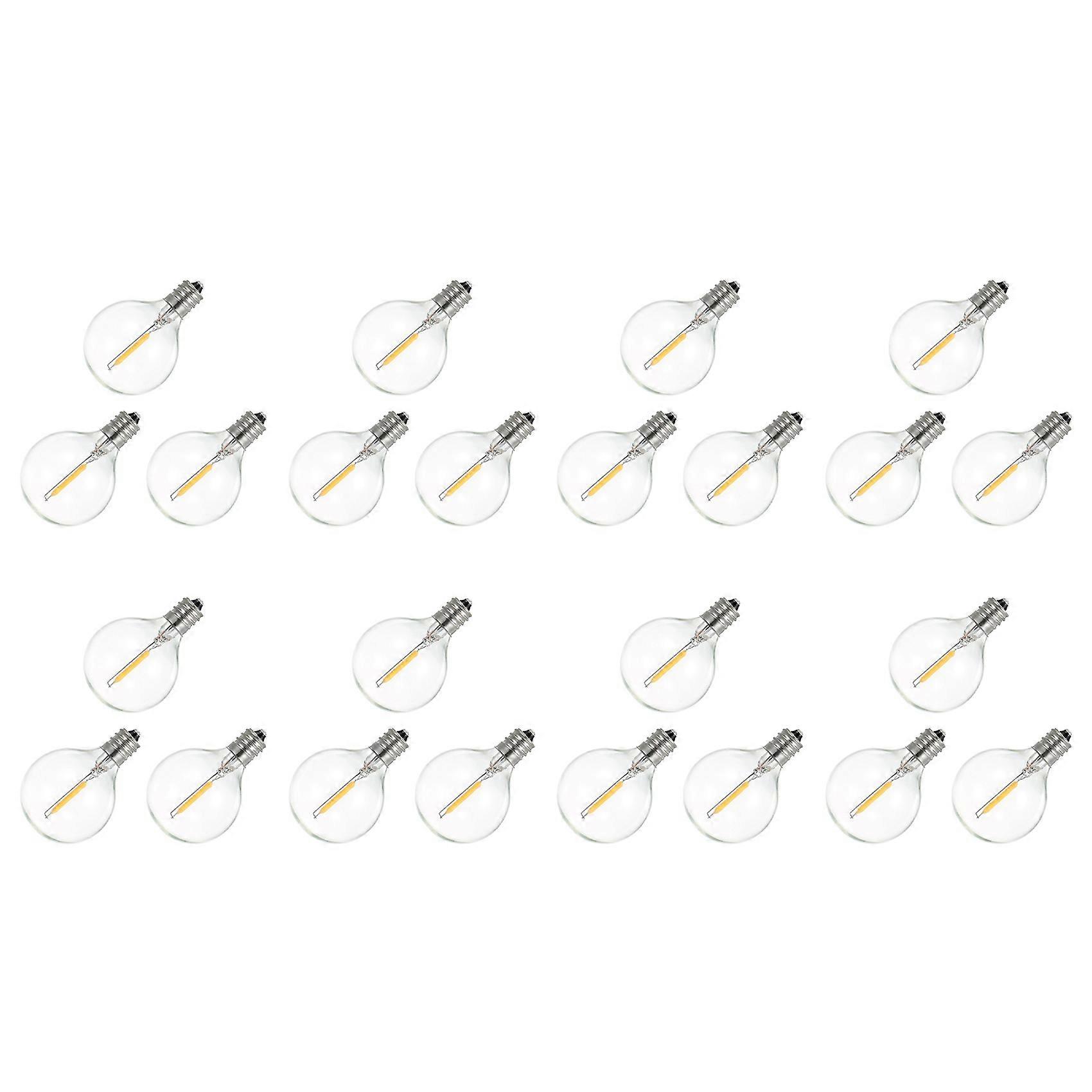 24Pcs G40 Led Replacement Light Bulbs, E12 Screw Base Shatterproof LED Globe Bulbs for Solar String Lights Warm White