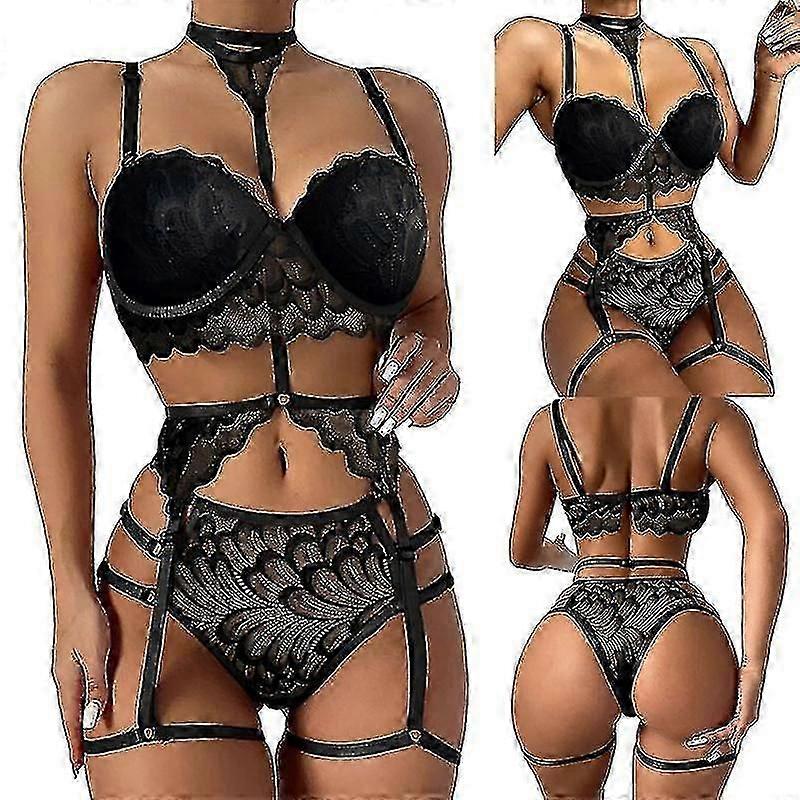 Strappy Lace Garter Underkläder Set för kvinnor