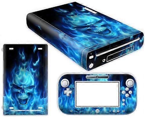 Vinyl Skin Fire Skull Sticker Cover for Wii U, ScratchResistant Protective Decal for Console and Controller