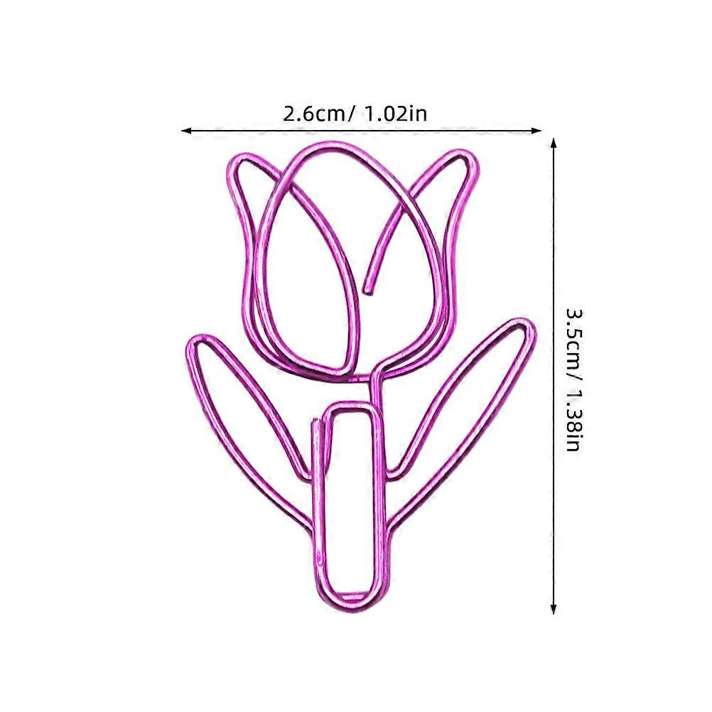 Assorted Color Tulip Paper Clips Metal Holders for Marking Use 40Pcs