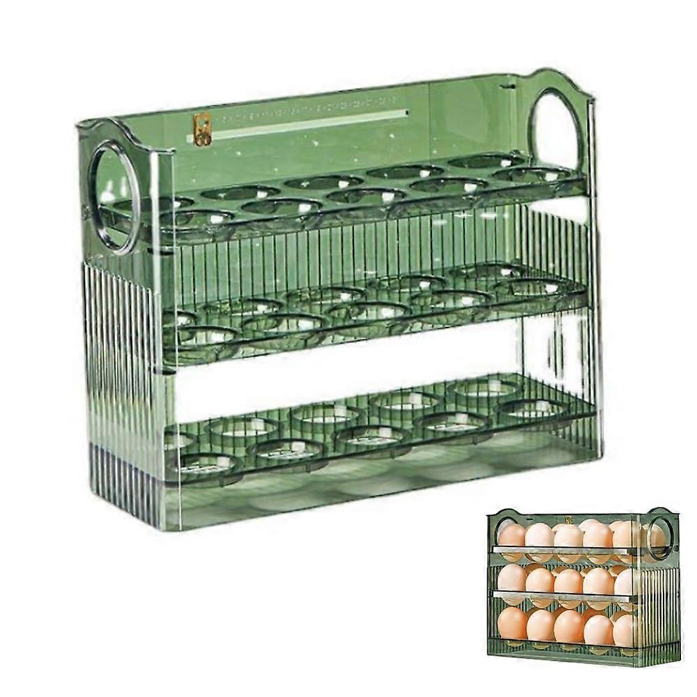 Egg Storage Container with AutoFlip Vertical Design, 3Layer Food Grade Plastic Egg Holder