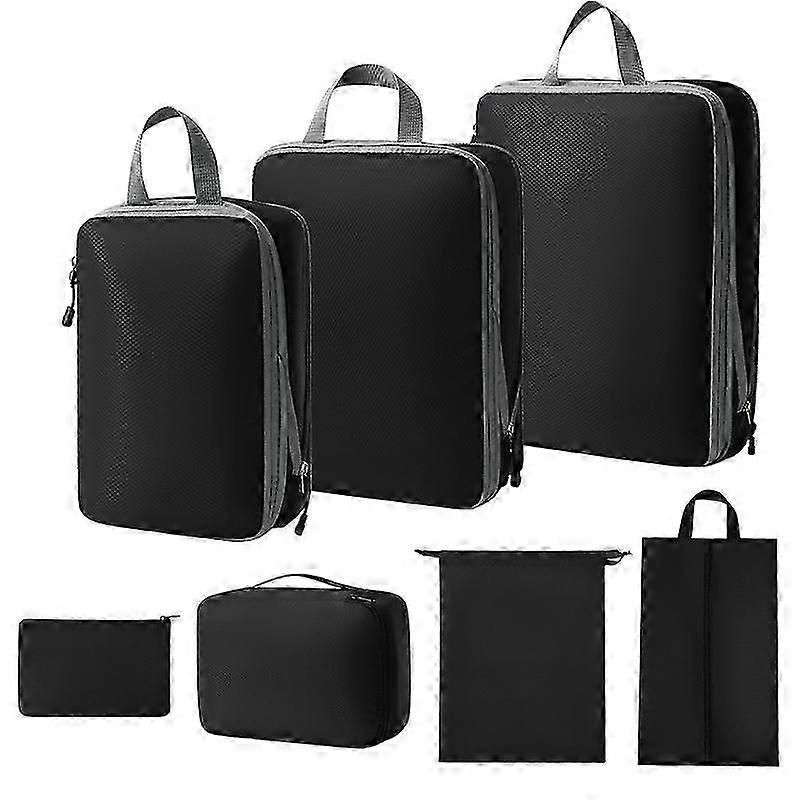 Travel Smart: 7-Piece Black Compression Storage Set 26-27s
