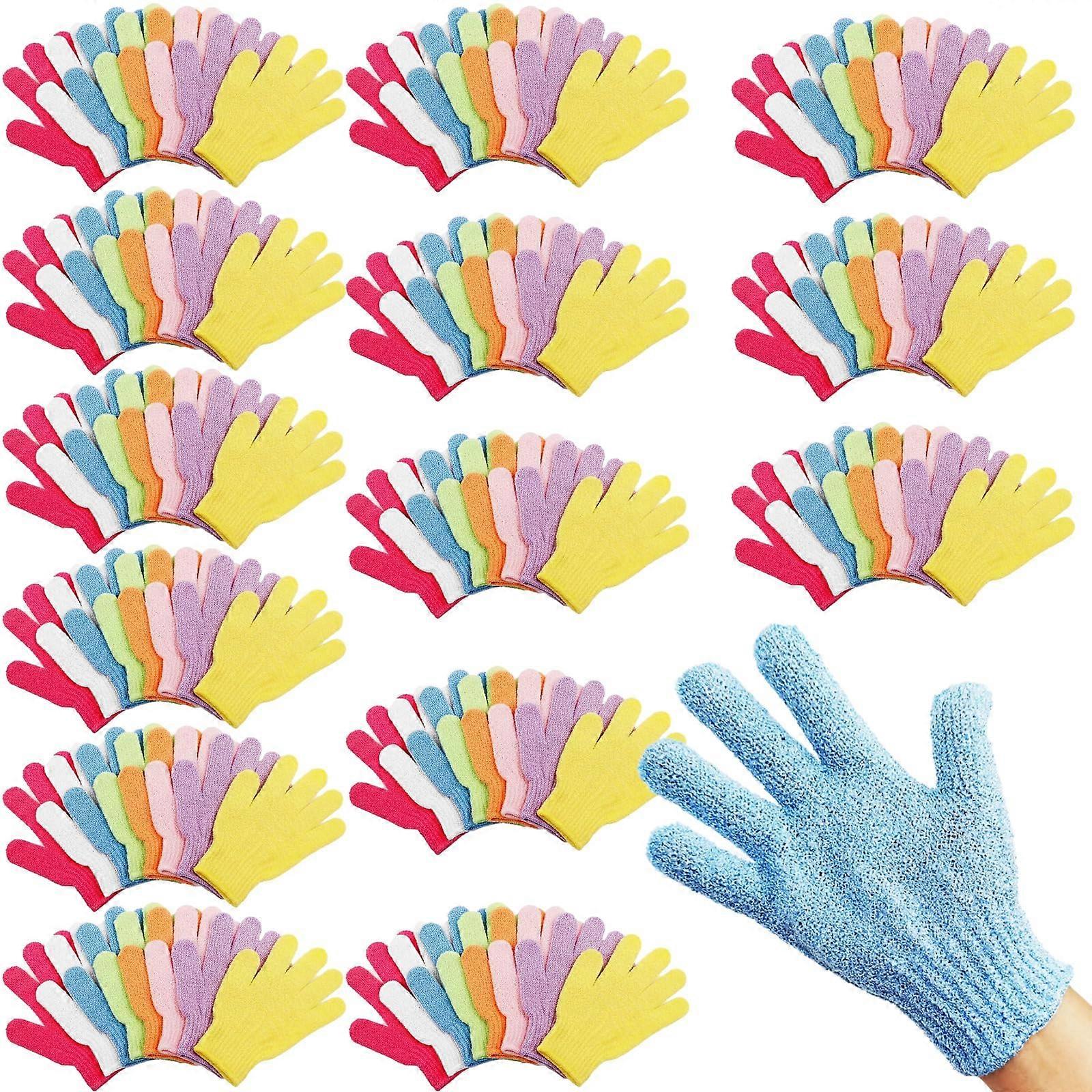 112 Pcs Exfoliating Gloves Bulk Set, Multicolor Polyester Bath Mitts for Deep Cleansing Shower Body Scrubber