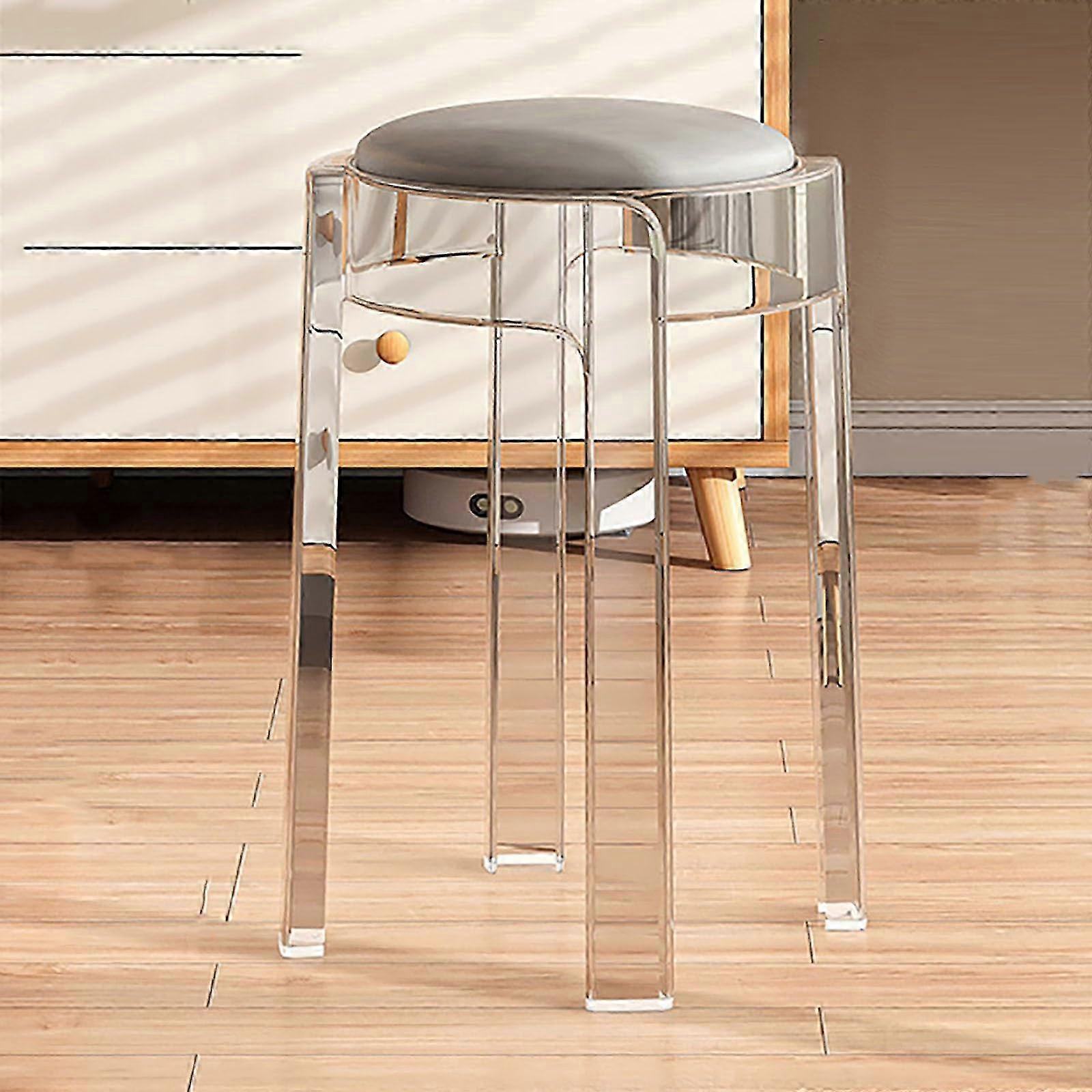Stackable Stools, Transparent Acrylic Bar Stools Armless Counter Stool Backless Kitchen Dining Chair Modern 18in Counter Stools(Color:Gris,Size:4pcs)