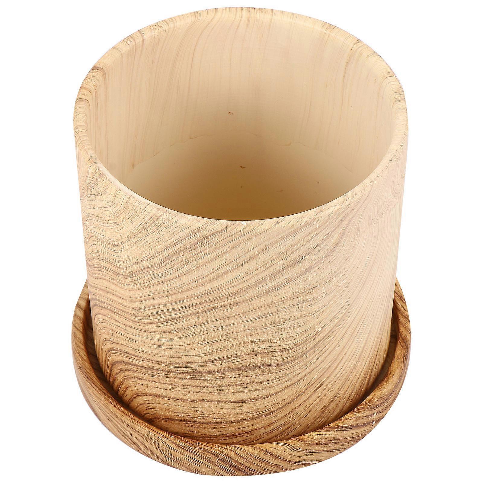 Ceramic Cylindrical Flowerpot with Marble Pattern for Home Use