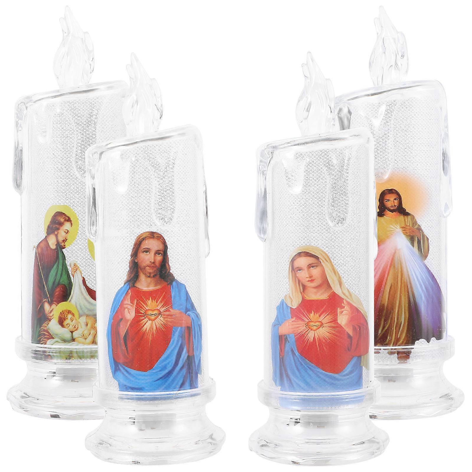 Devotional Candles Led Flickering Led Candles Religious Services Christmas Easter 4Pcs