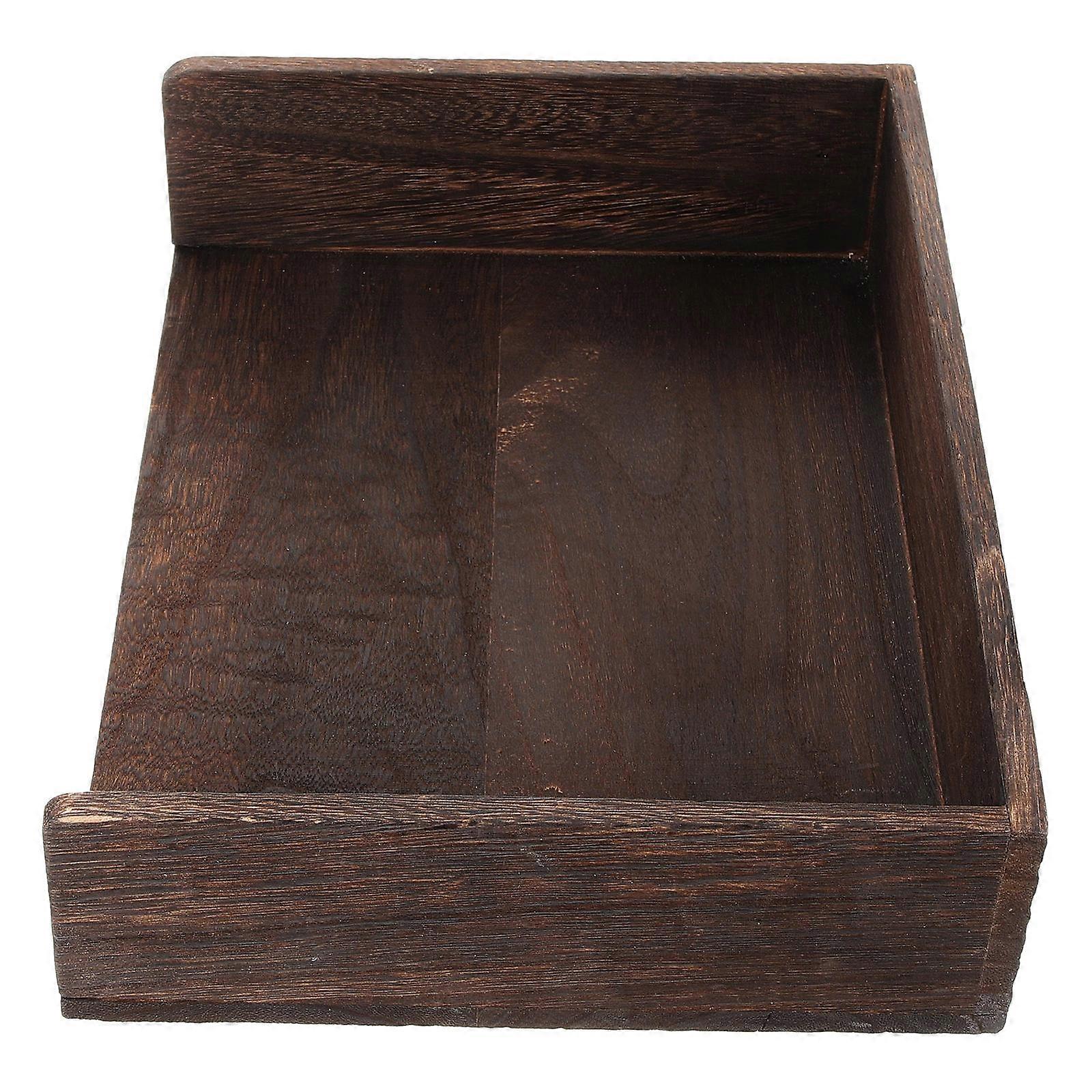 Coffee Colored Wood Desk Organizer for Storage with Stackable File Tray
