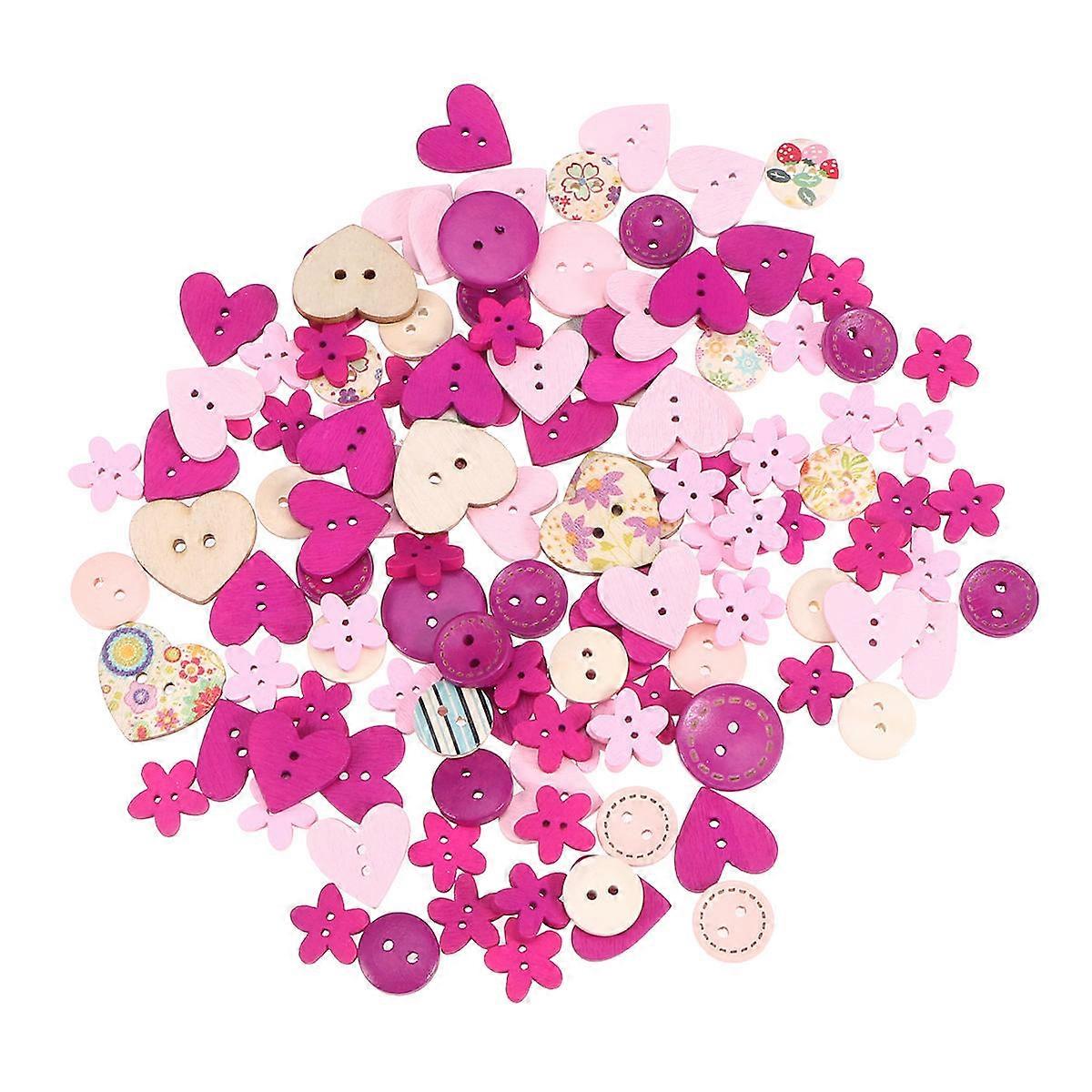 DIY Use Heart Shape Flower Button Mixed Color Fastener 200Pcs Pack