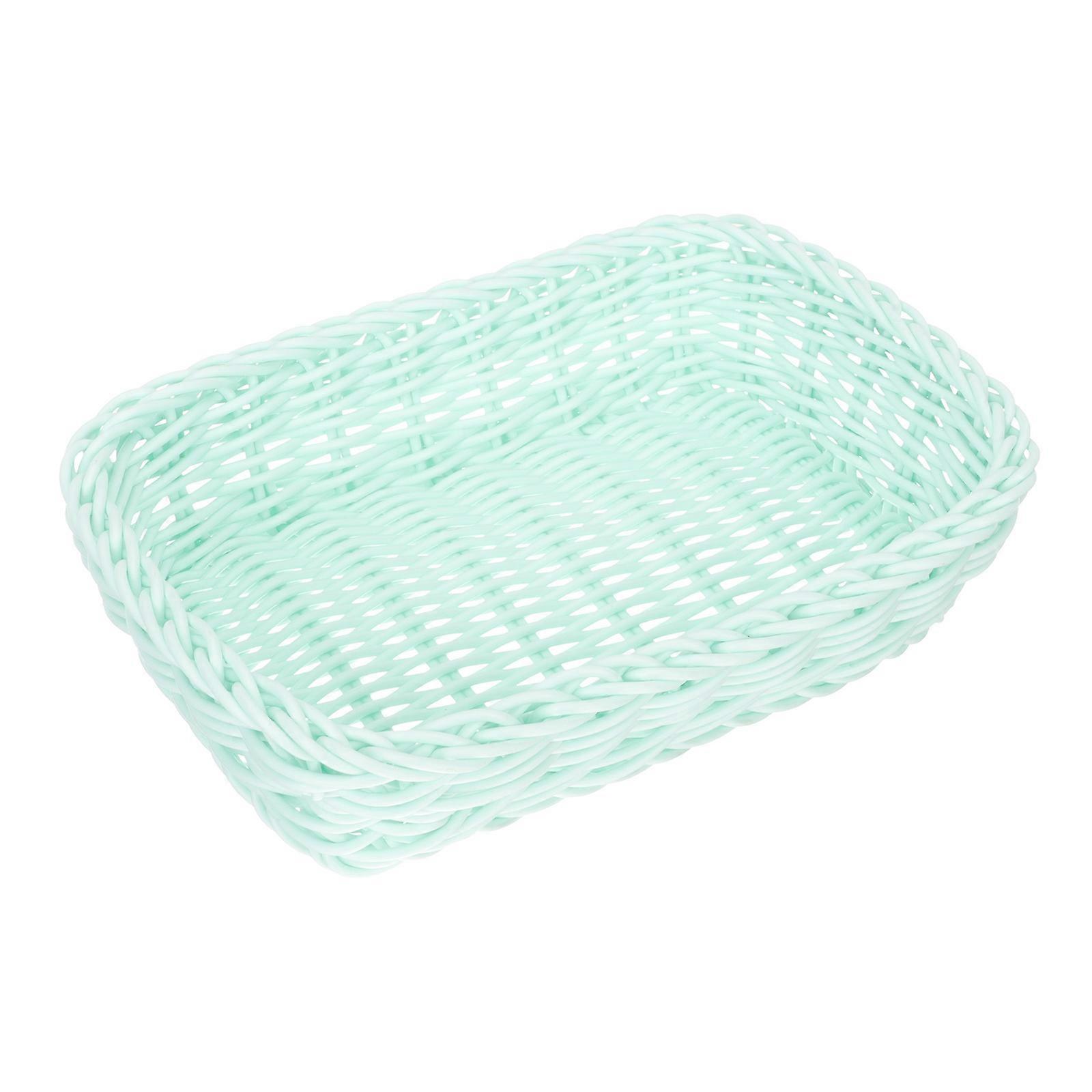 Light Green Woven Basket for Home Use Synthesis Material Desktop Storage with Fine Polishing 7.8x4.3x4.7 Inches