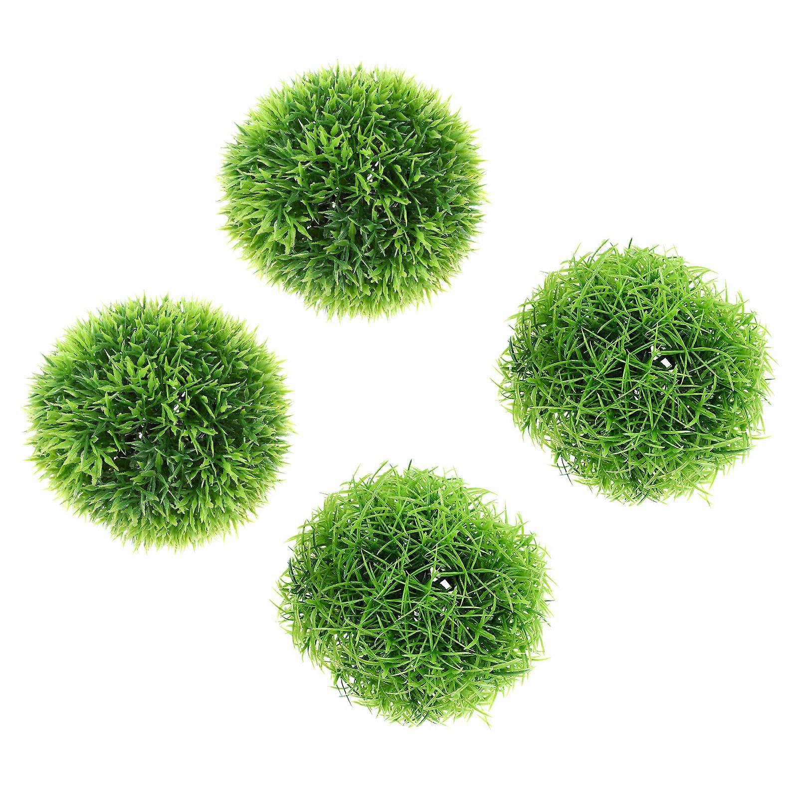 Round Plastic Grass Ball Home Decor Safe and Material 4Pcs