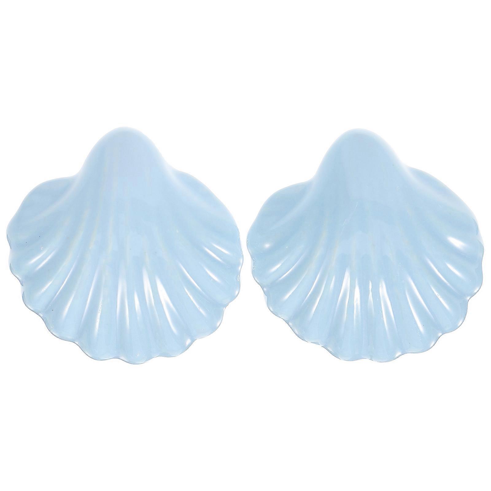 Blue Ceramic Dresser Knobs 2pcs Decorative Cabinet Pulls Modern Style for Home Use