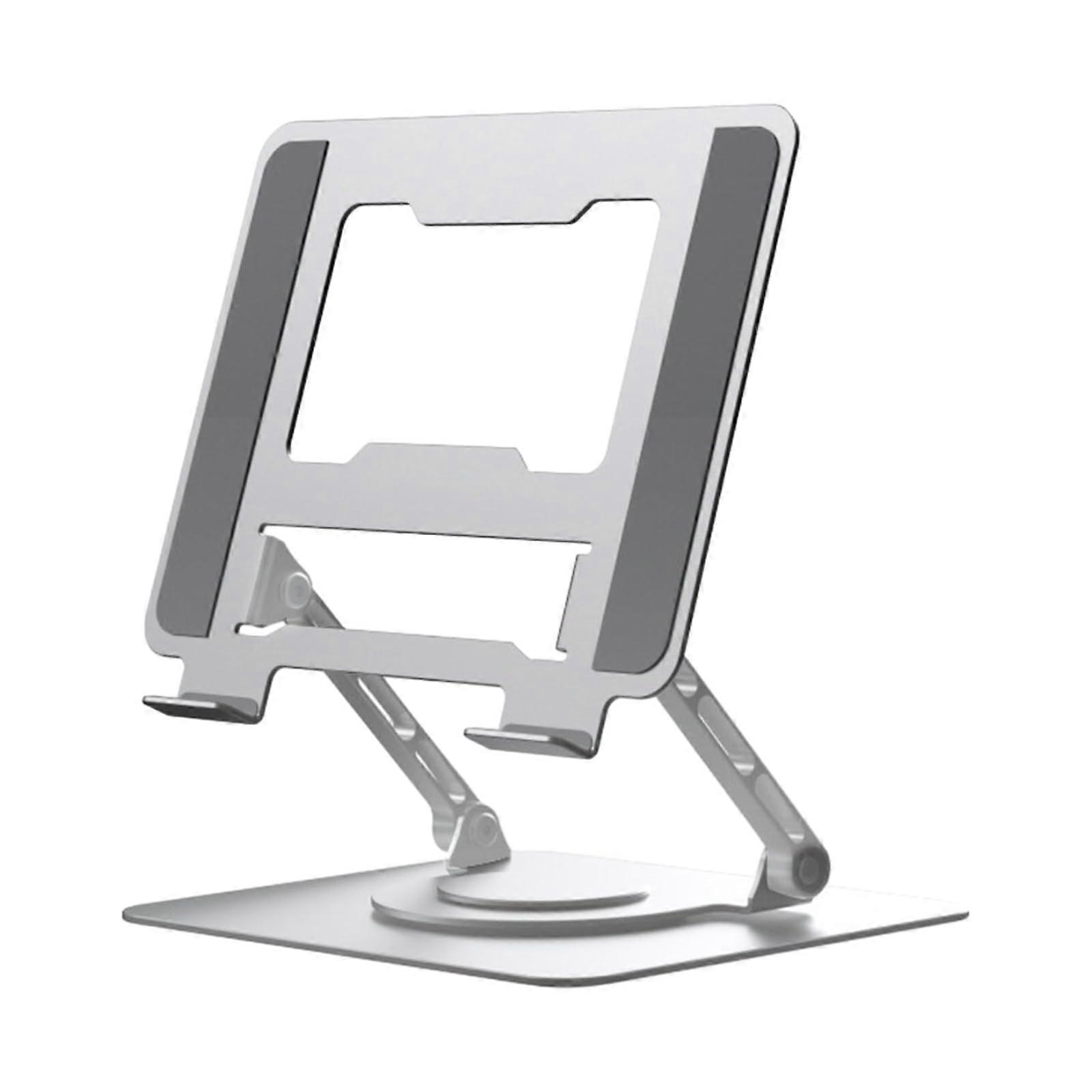 Adjustable Rotating Aluminum Laptop Stand with Cooling, Ergonomic Height, Foldable Silvery