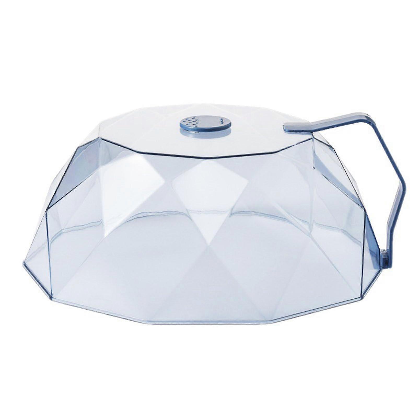 Microwave Cover with Handle Clear Reusable Dustproof Splatter Guard Lid for Kitchen Blue